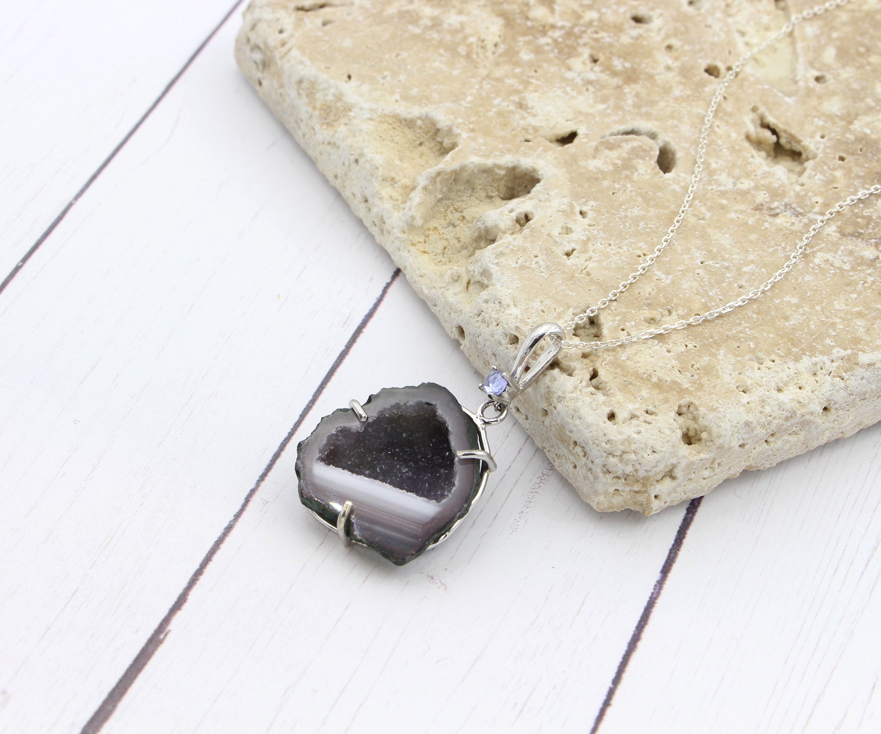 Mini Geode Lavender Druzy Necklace