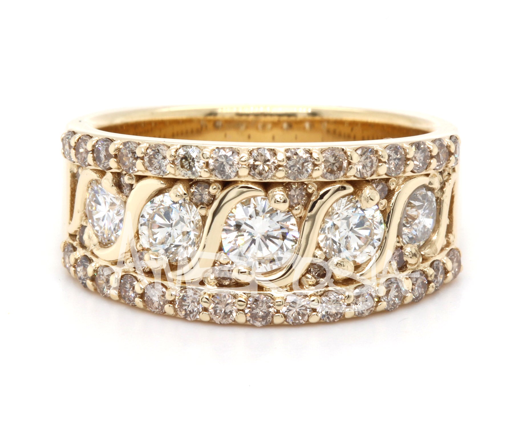 Wide Swirl Diamond Gold Ring Redesigned