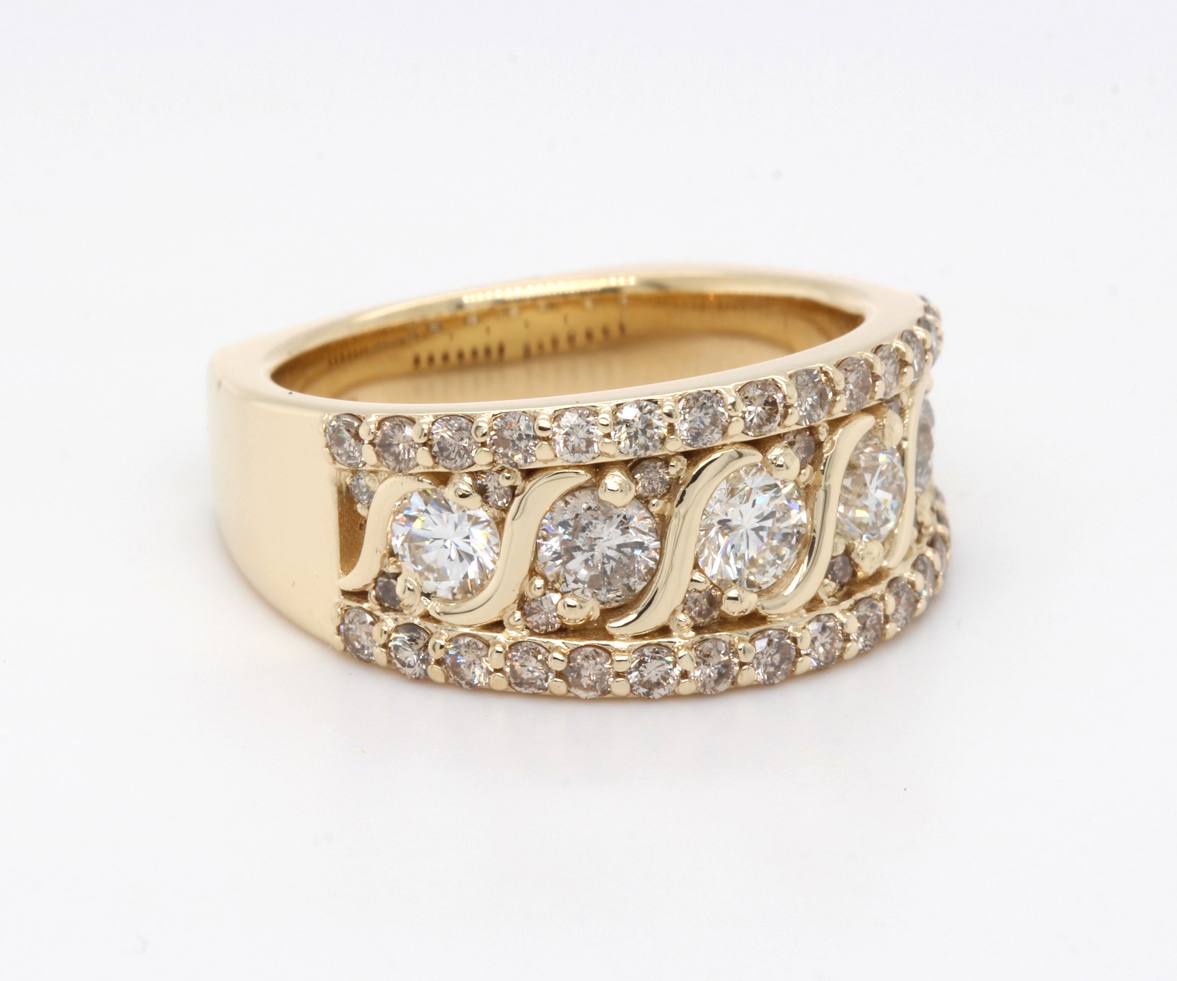 Wide Swirl Diamond Gold Ring Redesigned