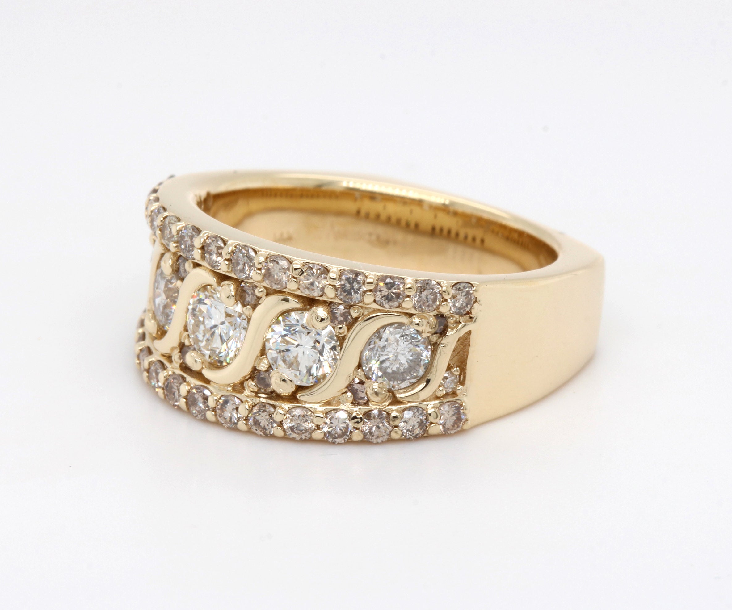 Wide Swirl Diamond Gold Ring Redesigned