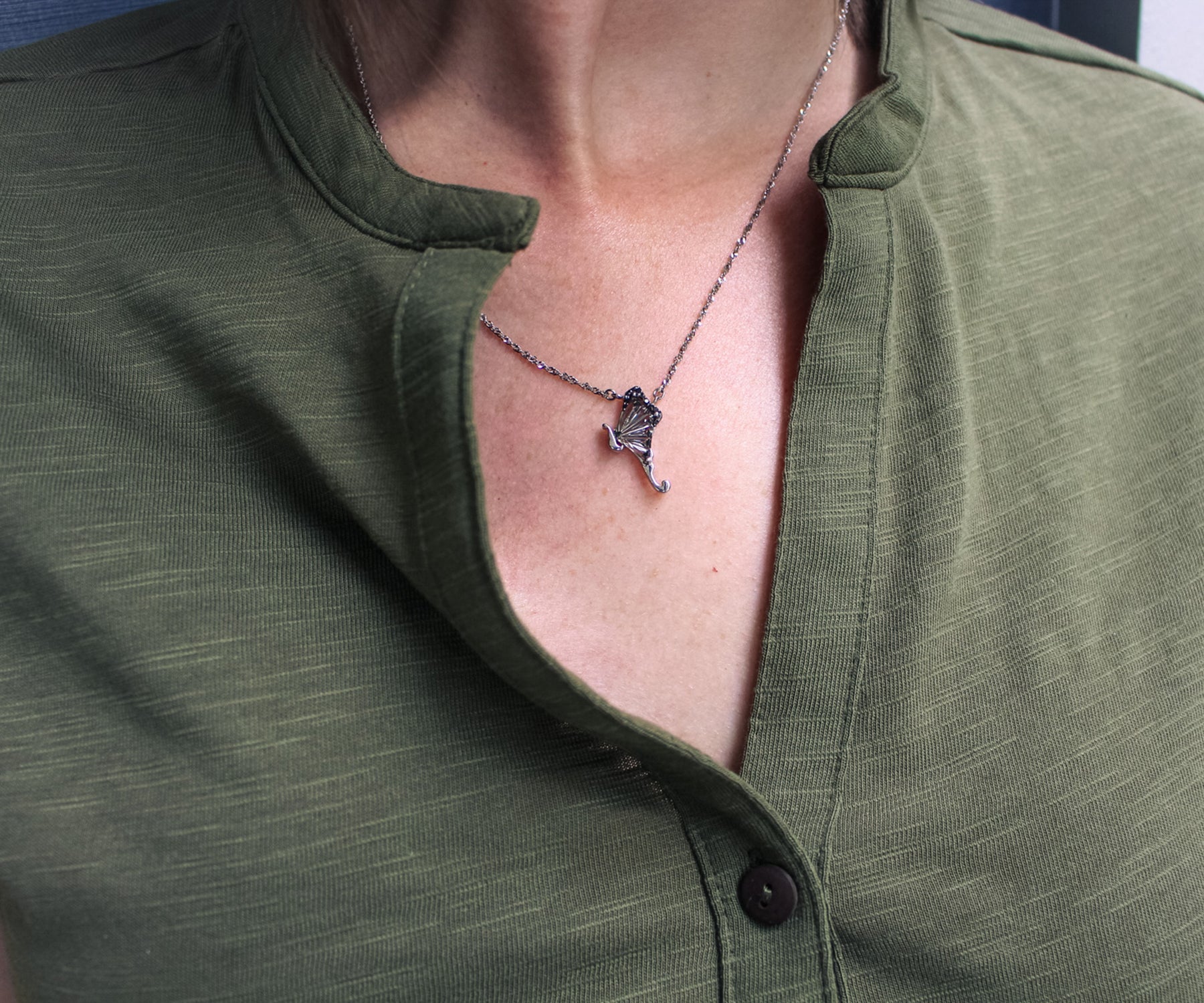 Gray Tourmaline Butterfly Necklace