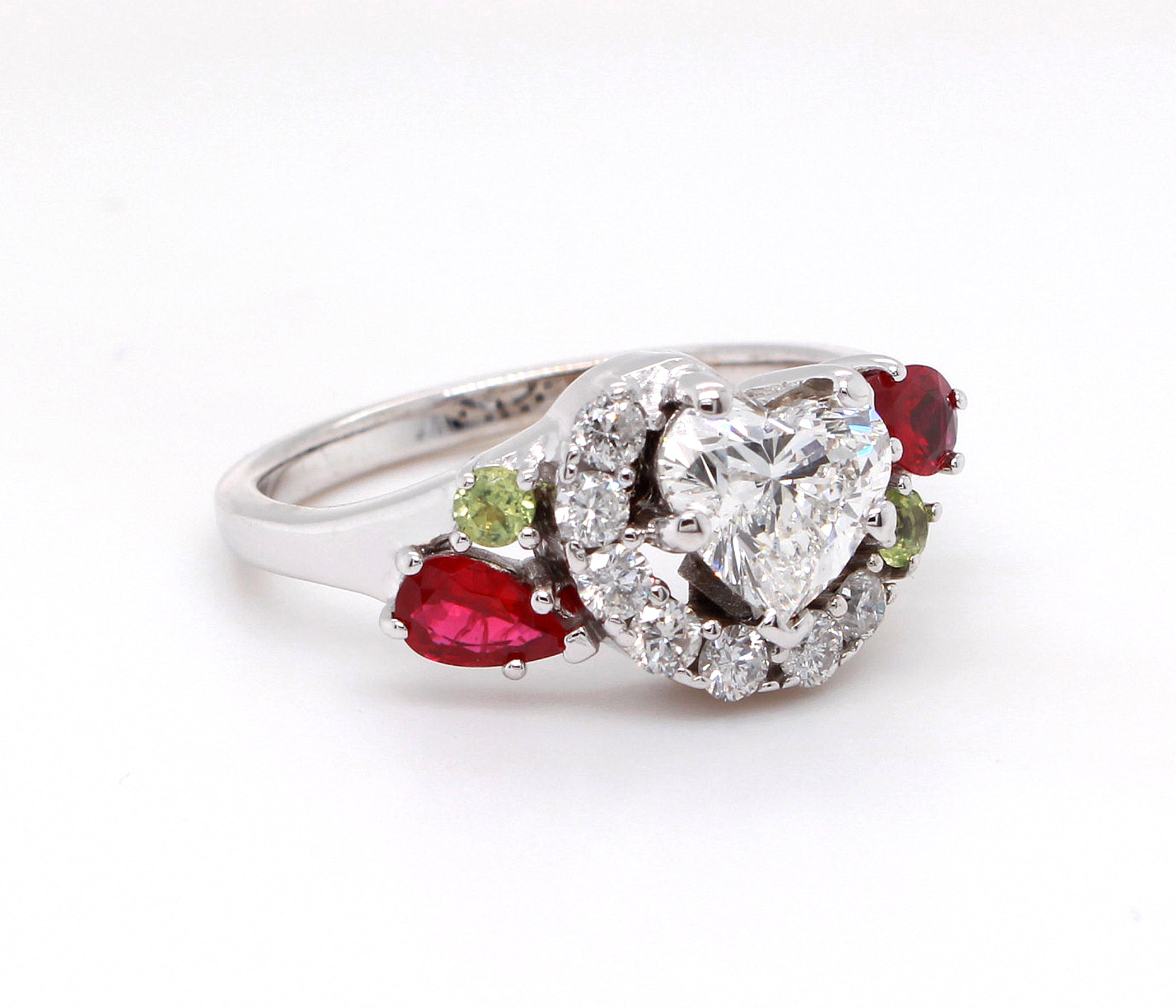 Heart Diamond Ruby Family Ring Redesigned