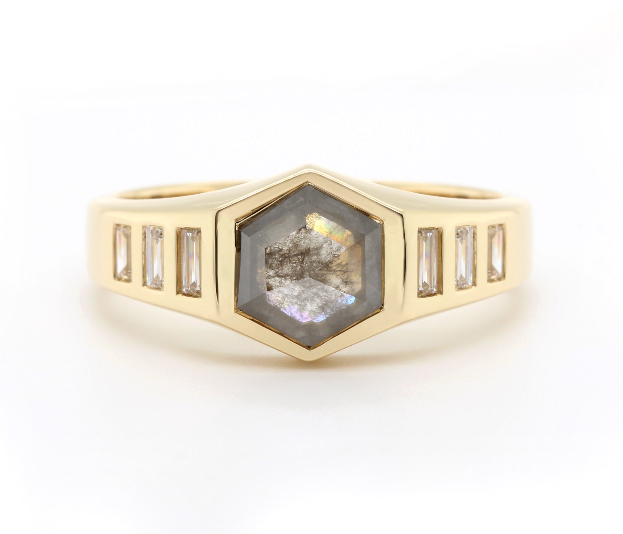 Hexagon Pepper Diamond Men's Wedding Ring