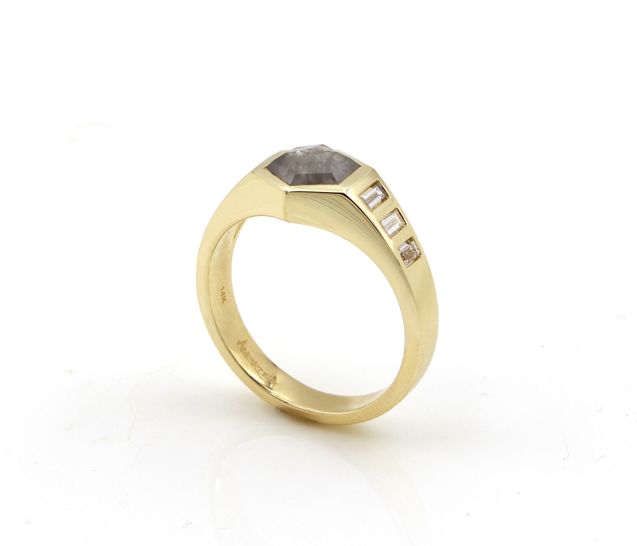 Hexagon Pepper Diamond Men's Wedding Ring