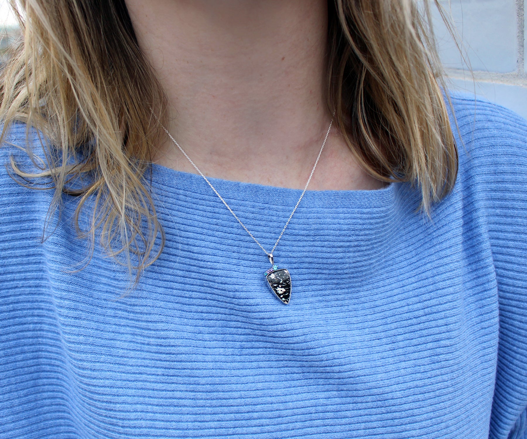 Angular Leopard Opal Amethyst Topaz Necklace