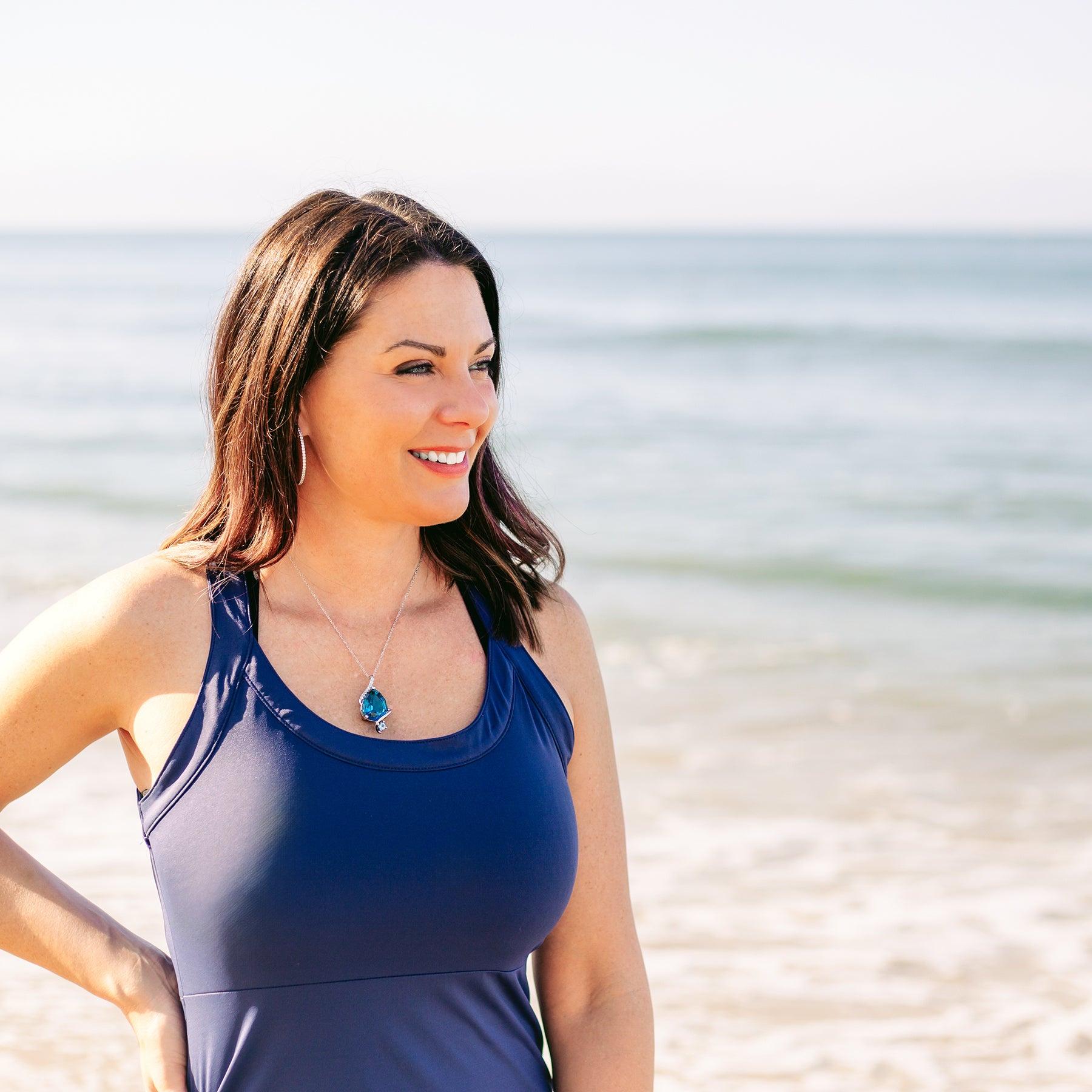 Stunning Swirl London Blue Topaz Necklace