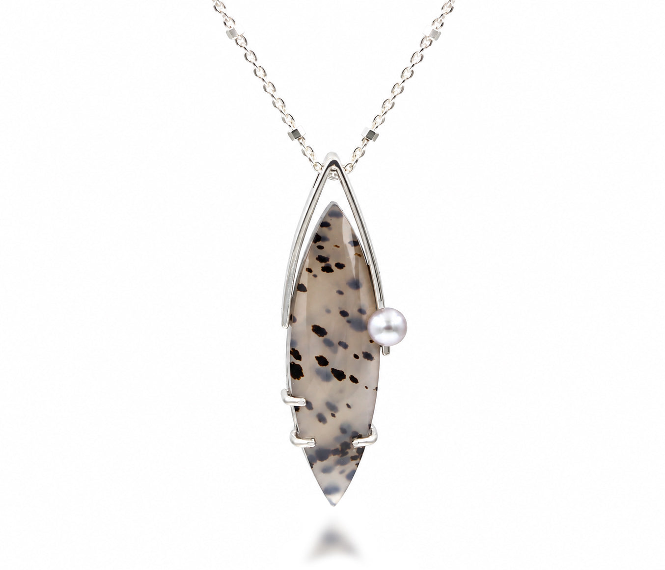 Montana Agate Marquise Pearl Necklace