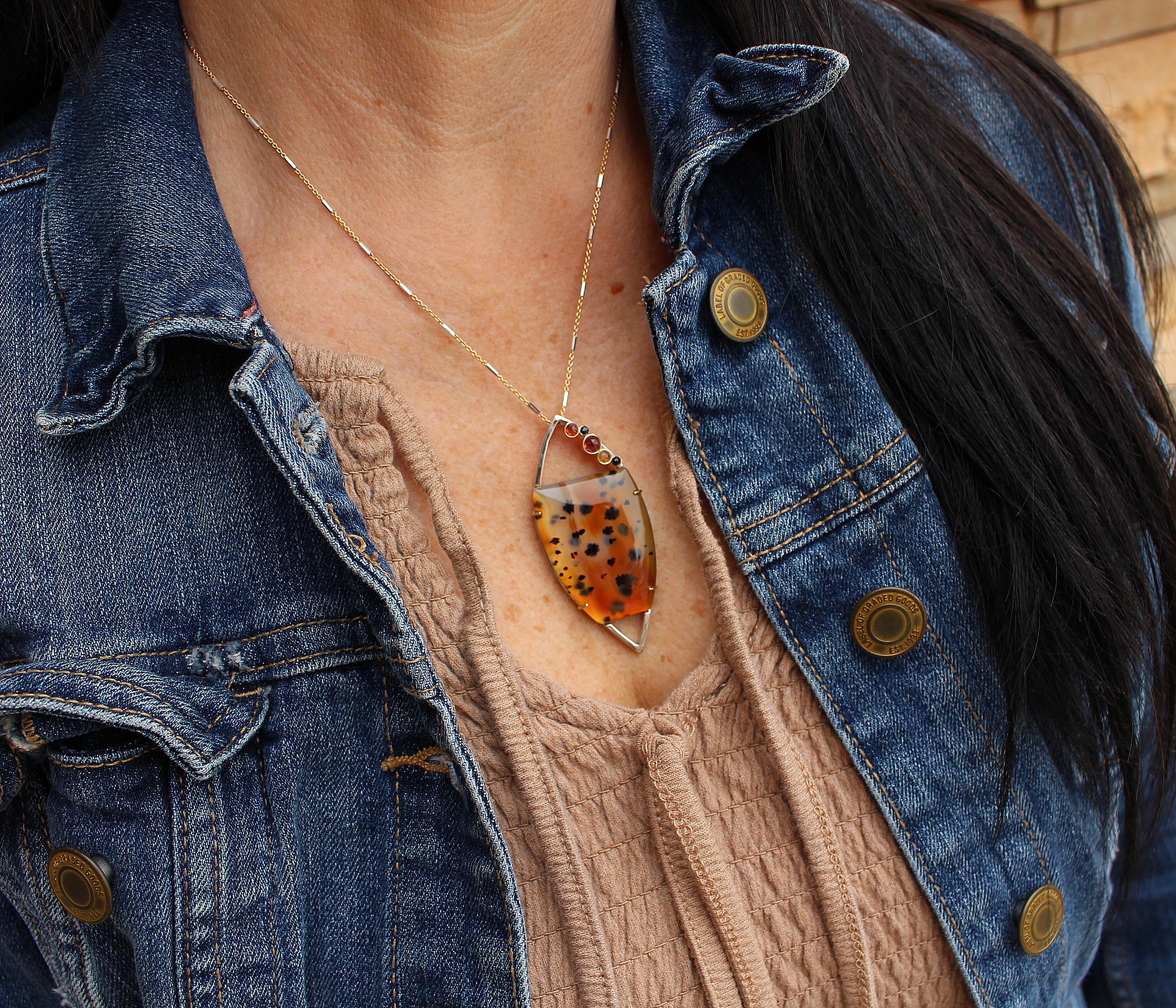 Montana Agate Open Marquise Staggered Necklace Set