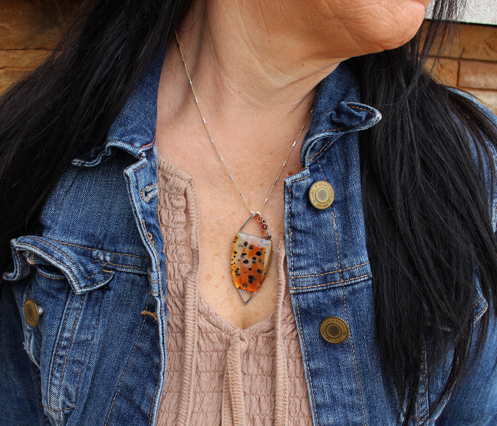 Montana Agate Open Marquise Staggered Necklace Set