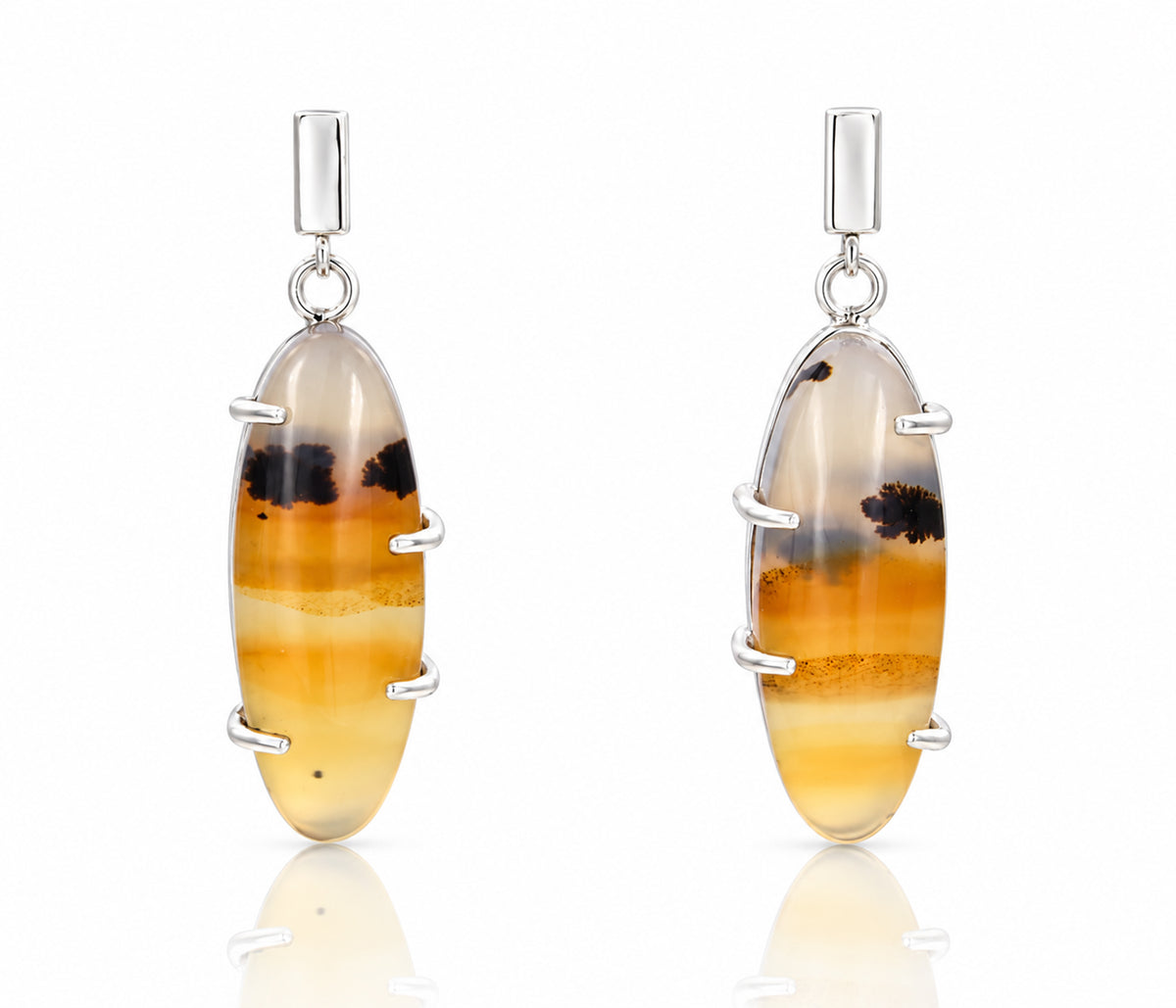 Montana Agate Small Oval Bar Earrings