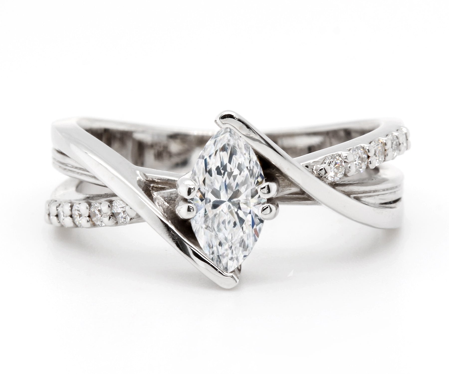Modern Multirow Marquise Diamond Engagement Ring