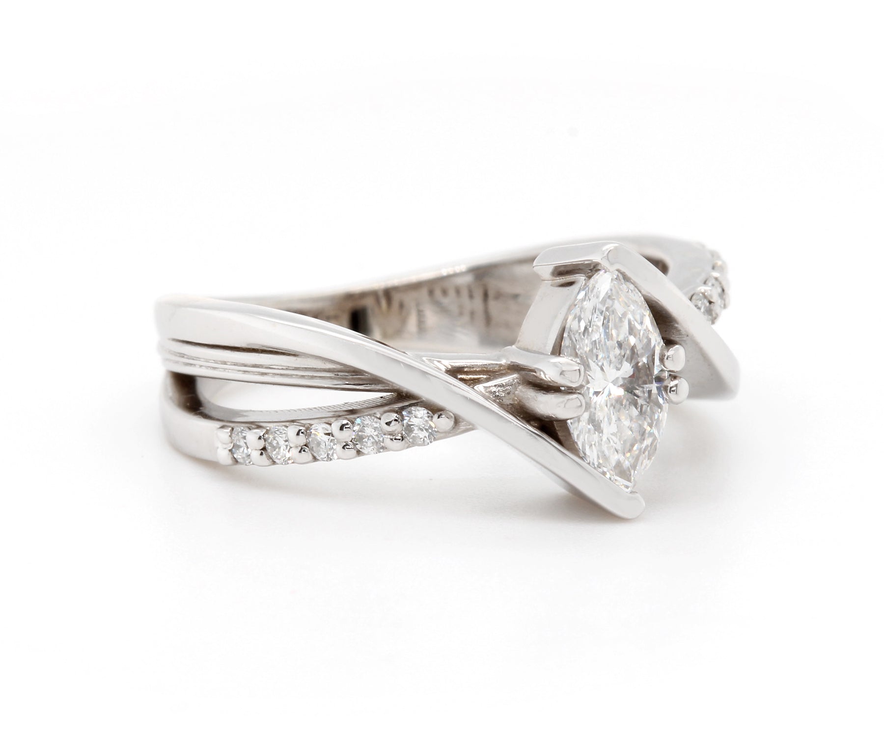 Modern Multirow Marquise Diamond Engagement Ring