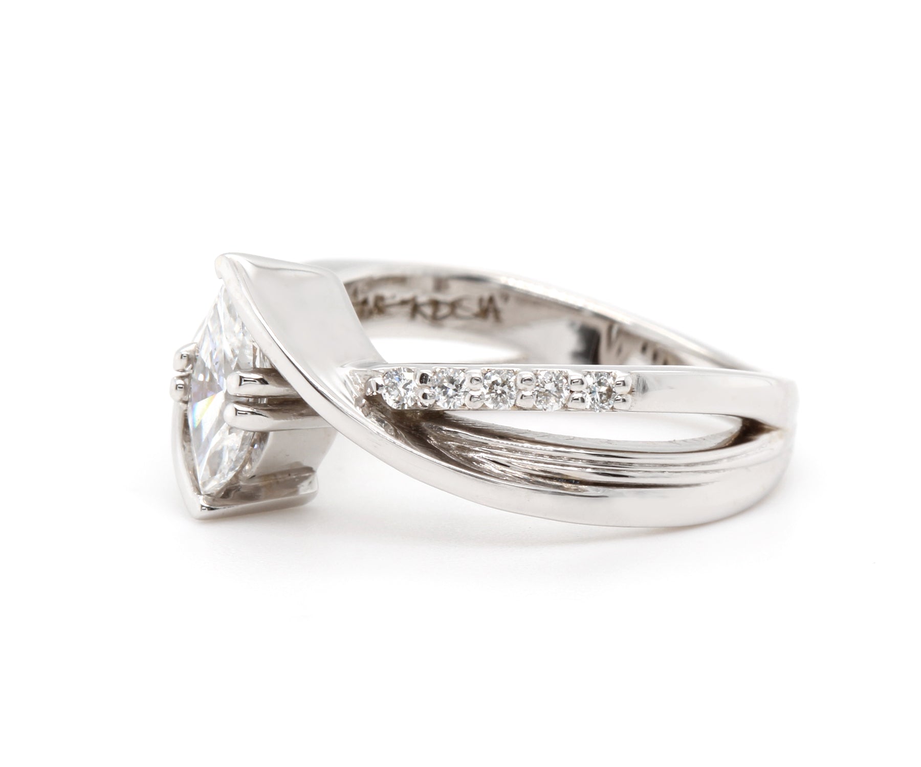 Modern Multirow Marquise Diamond Engagement Ring
