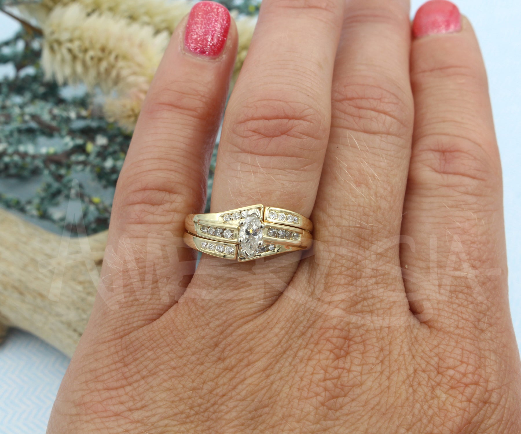 Custom Matching Diamond Twist Wedding Band