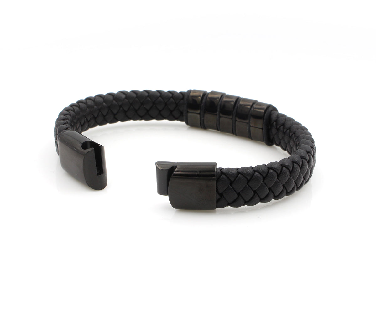 Black Bar Leather Bracelet