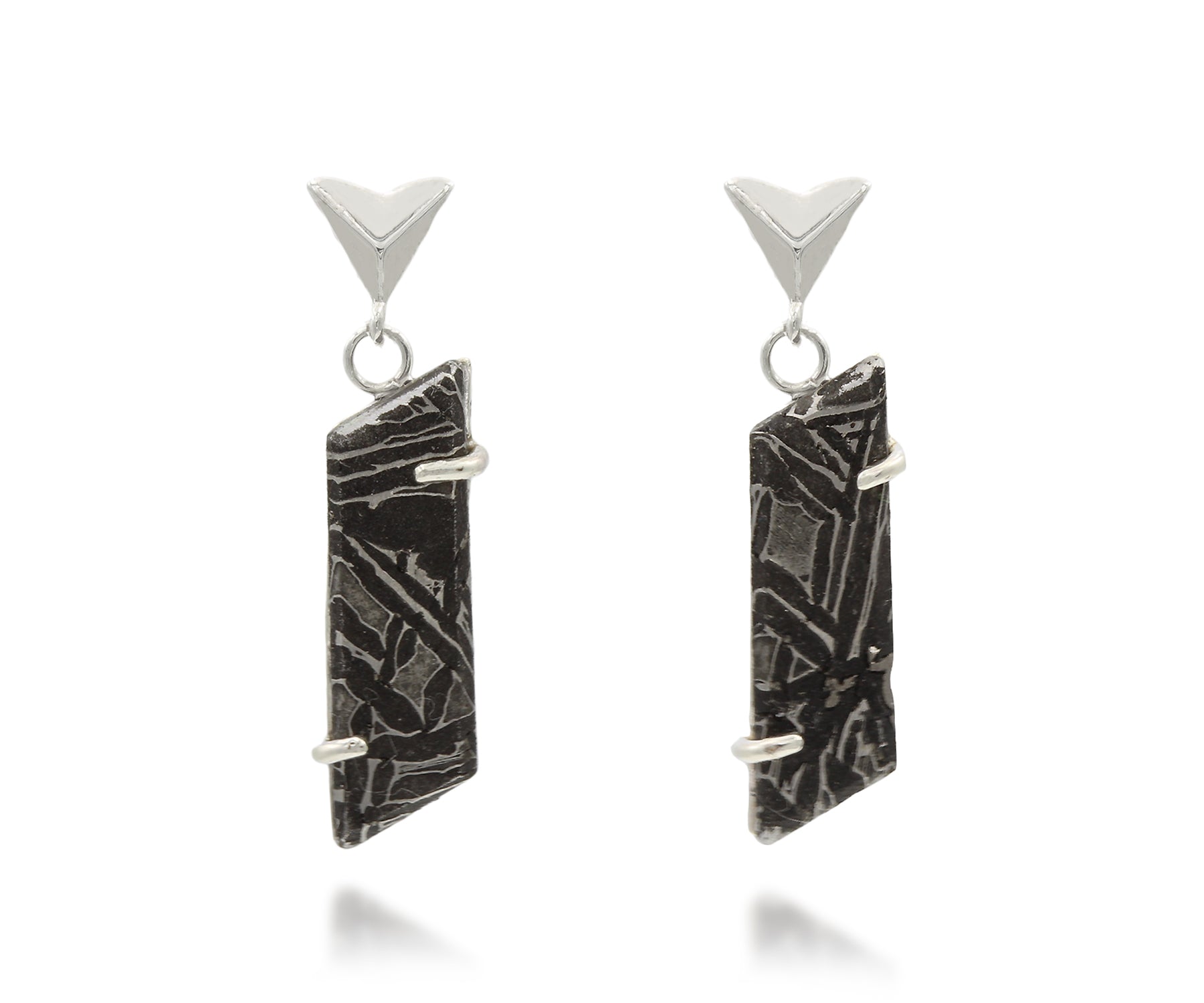 Angular Meteorite Necklace Matching Earrings