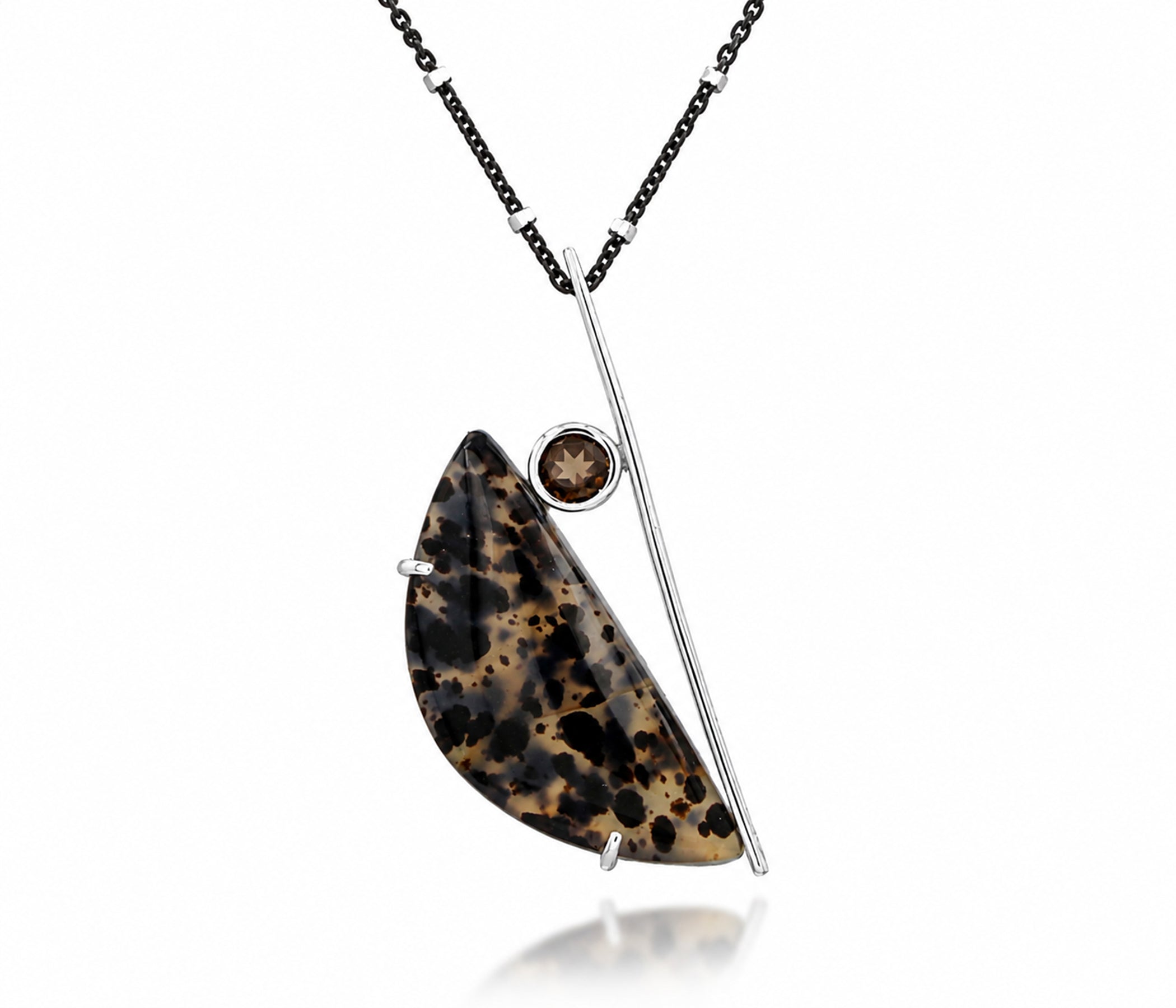 Montana Agate Half Moon Silver Necklace
