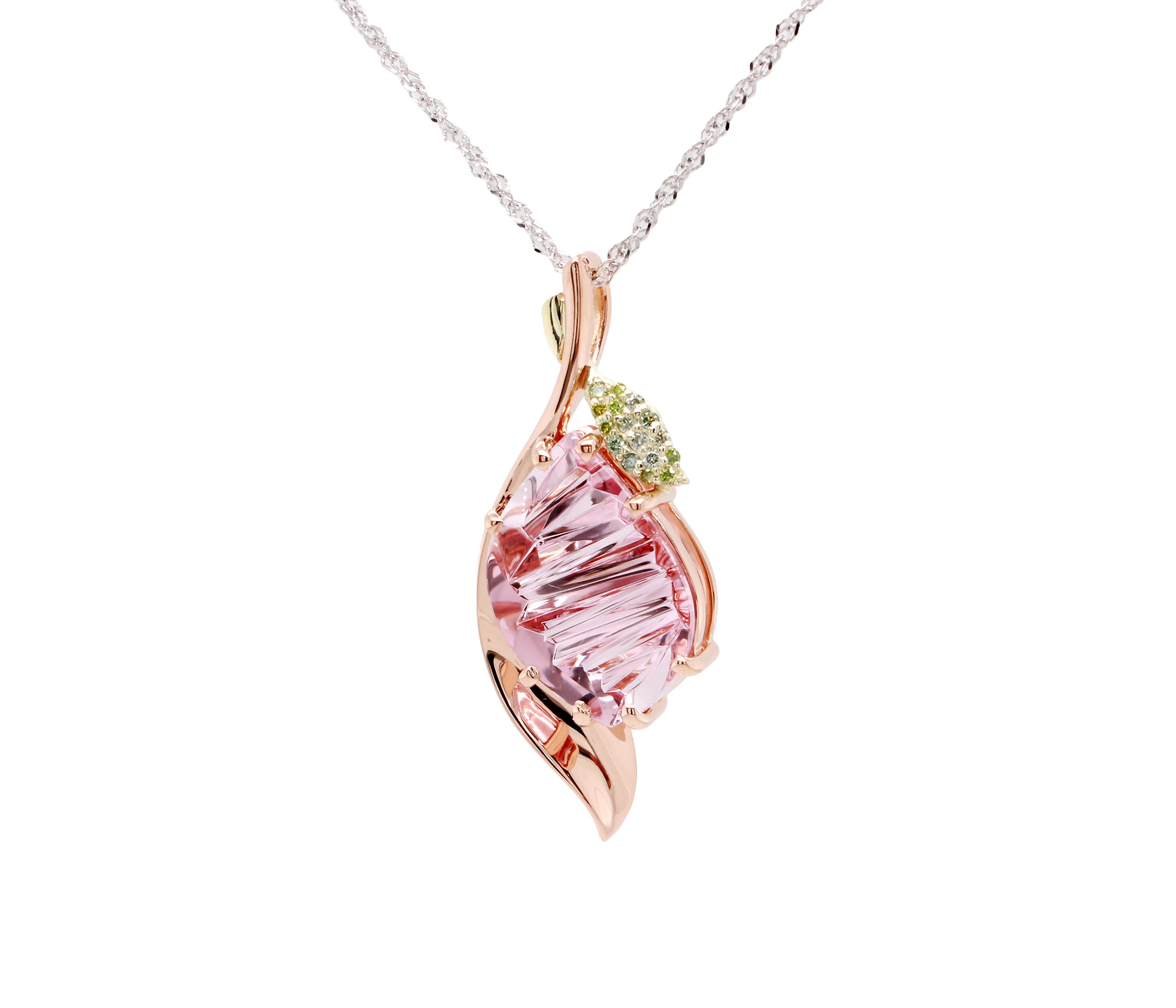 Romantic Morganite Rose Gold Leaf Necklace