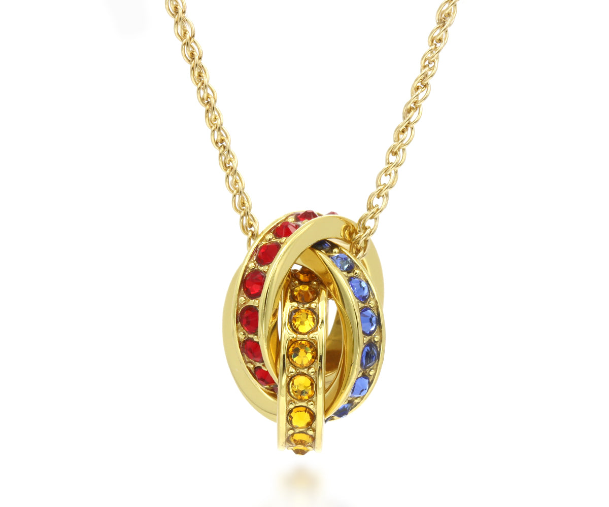 Mother's Interlocking 4 Birthstone Gold Necklace