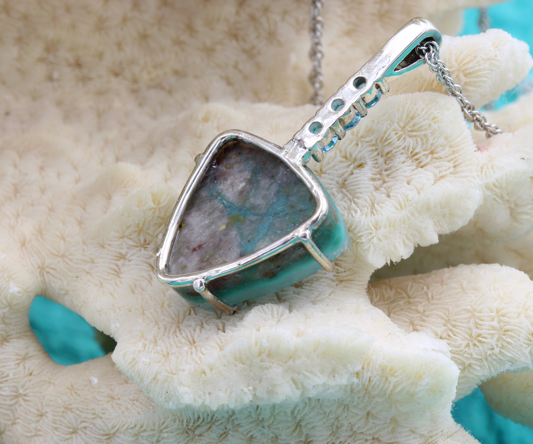 Natural Teal Chrysocolla Druzy Paraiba Topaz Necklace