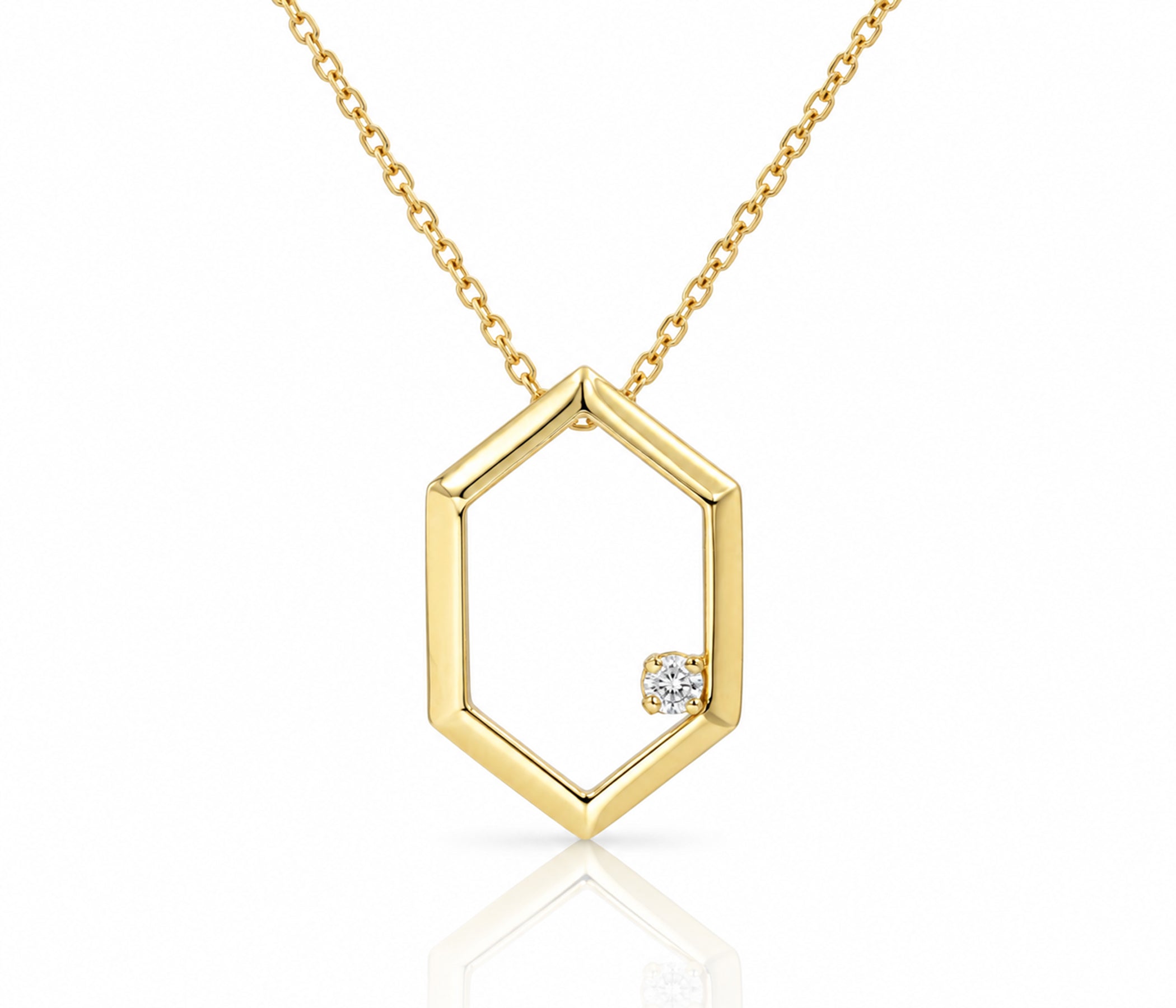 Open Geometric Diamond Gold Necklace