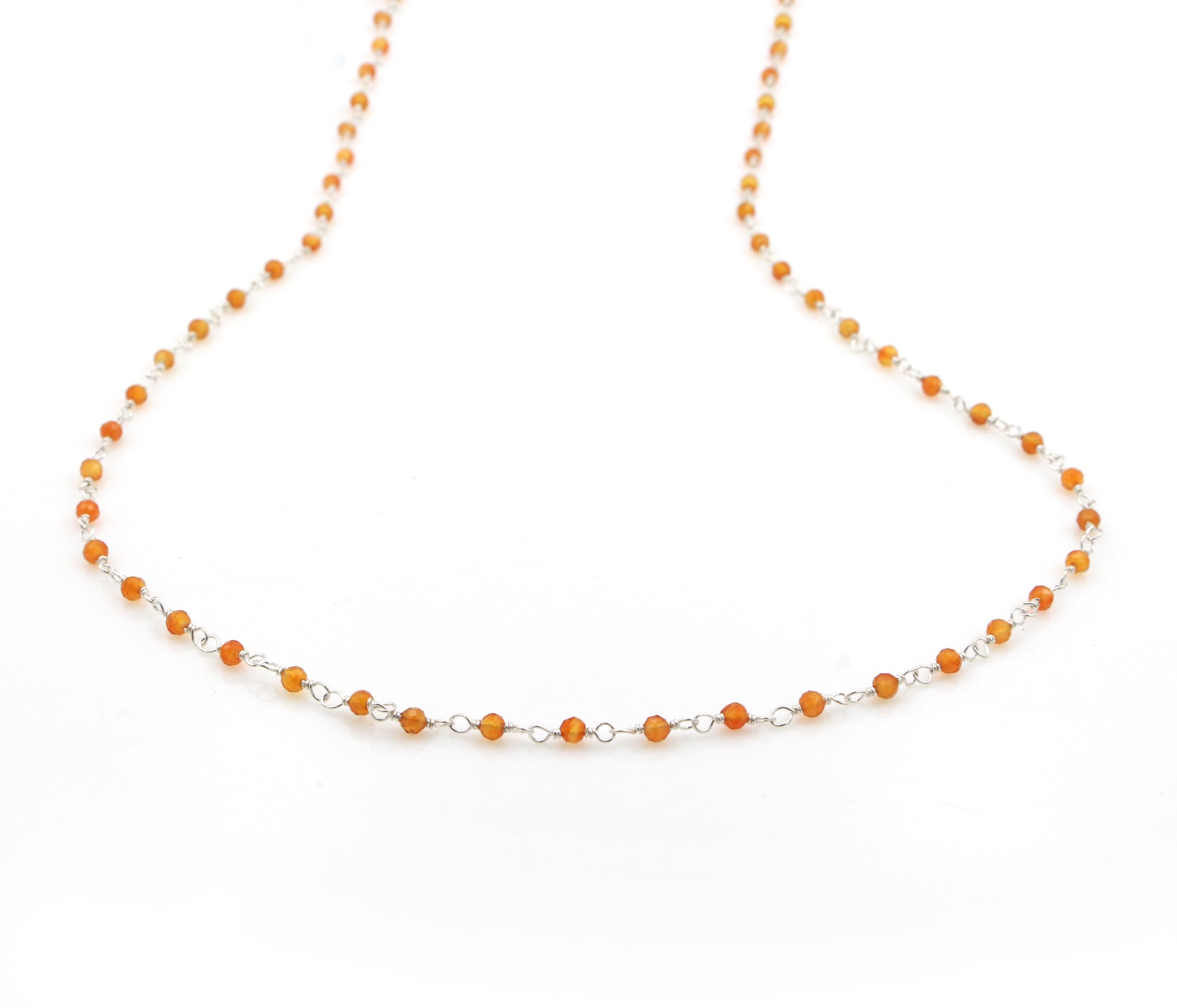 Birthstone Gemstone Beaded November Carnelian Silver Chain