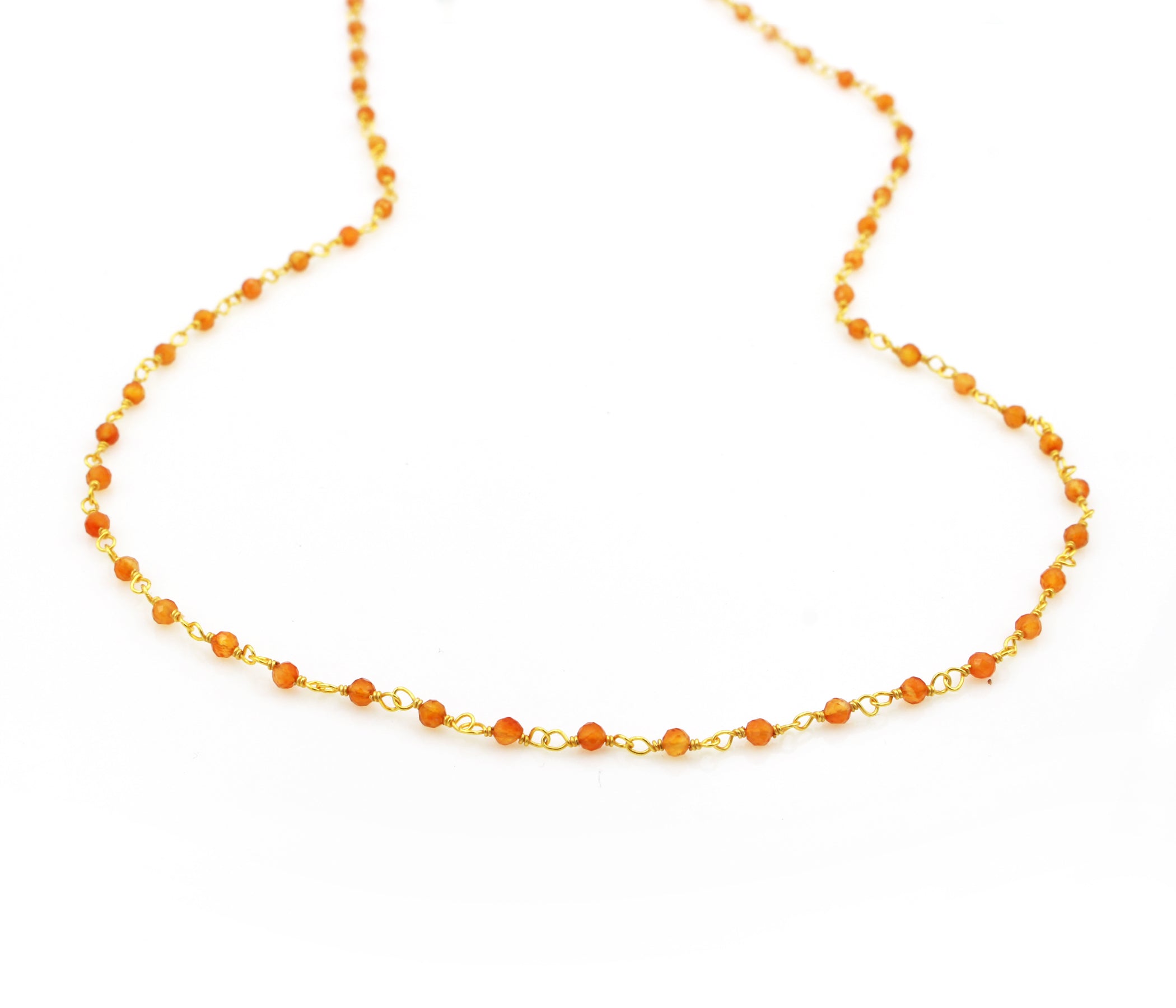 Birthstone Gemstone Beaded November Carnelian Gold Chain