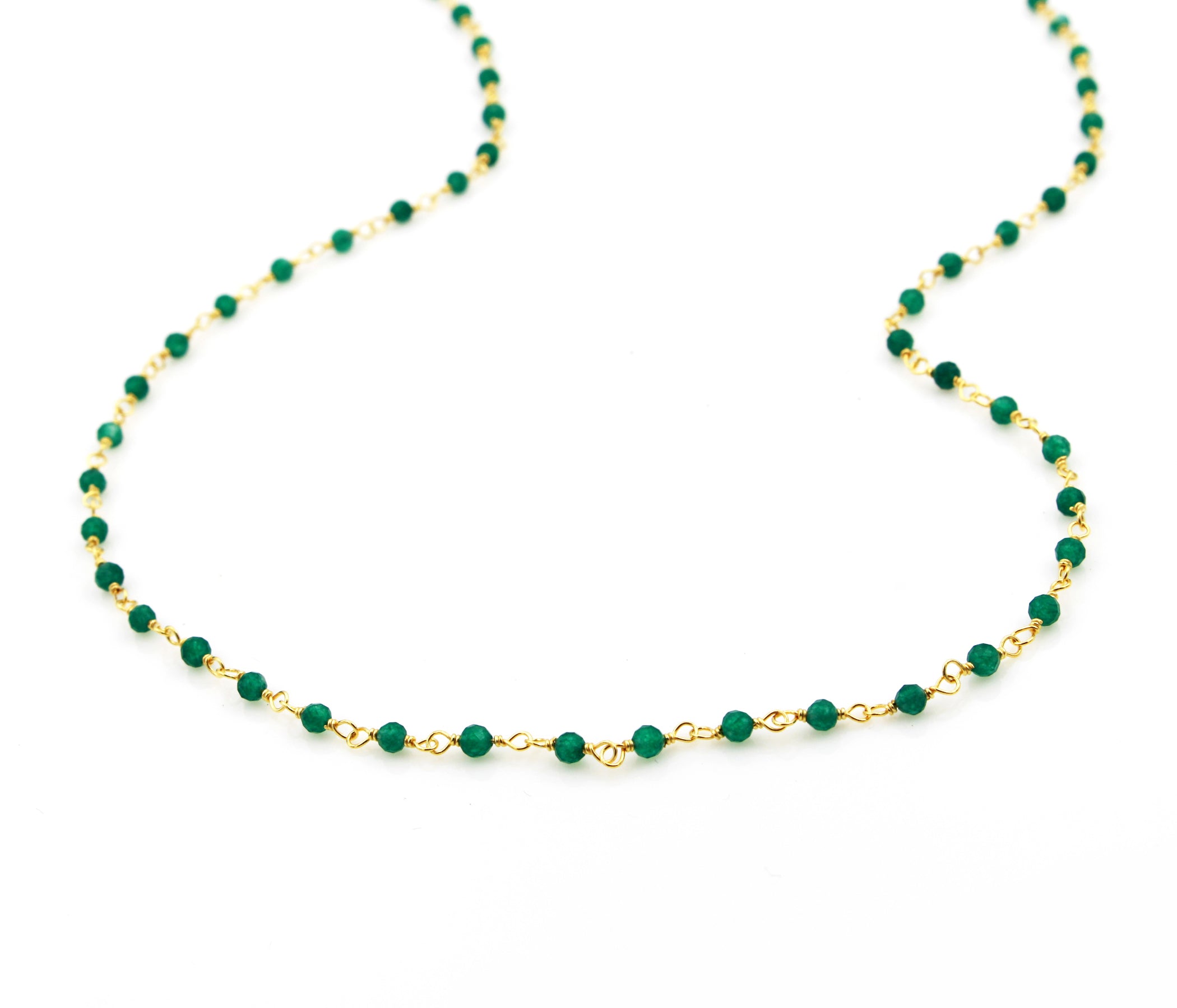 Birthstone Gemstone Beaded May Emerald Gold Chain