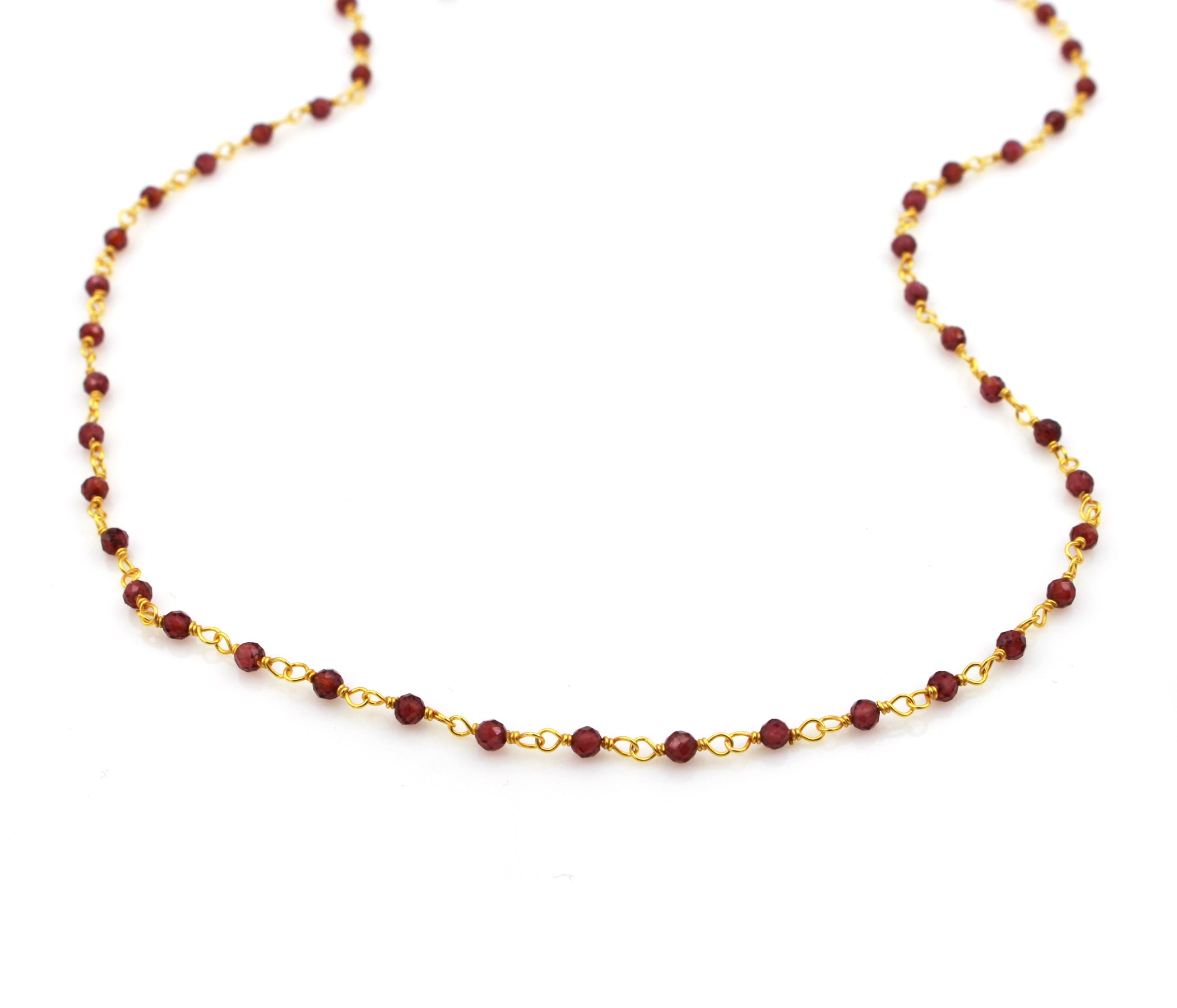 Birthstone Gemstone Beaded January Garnet Gold Chain