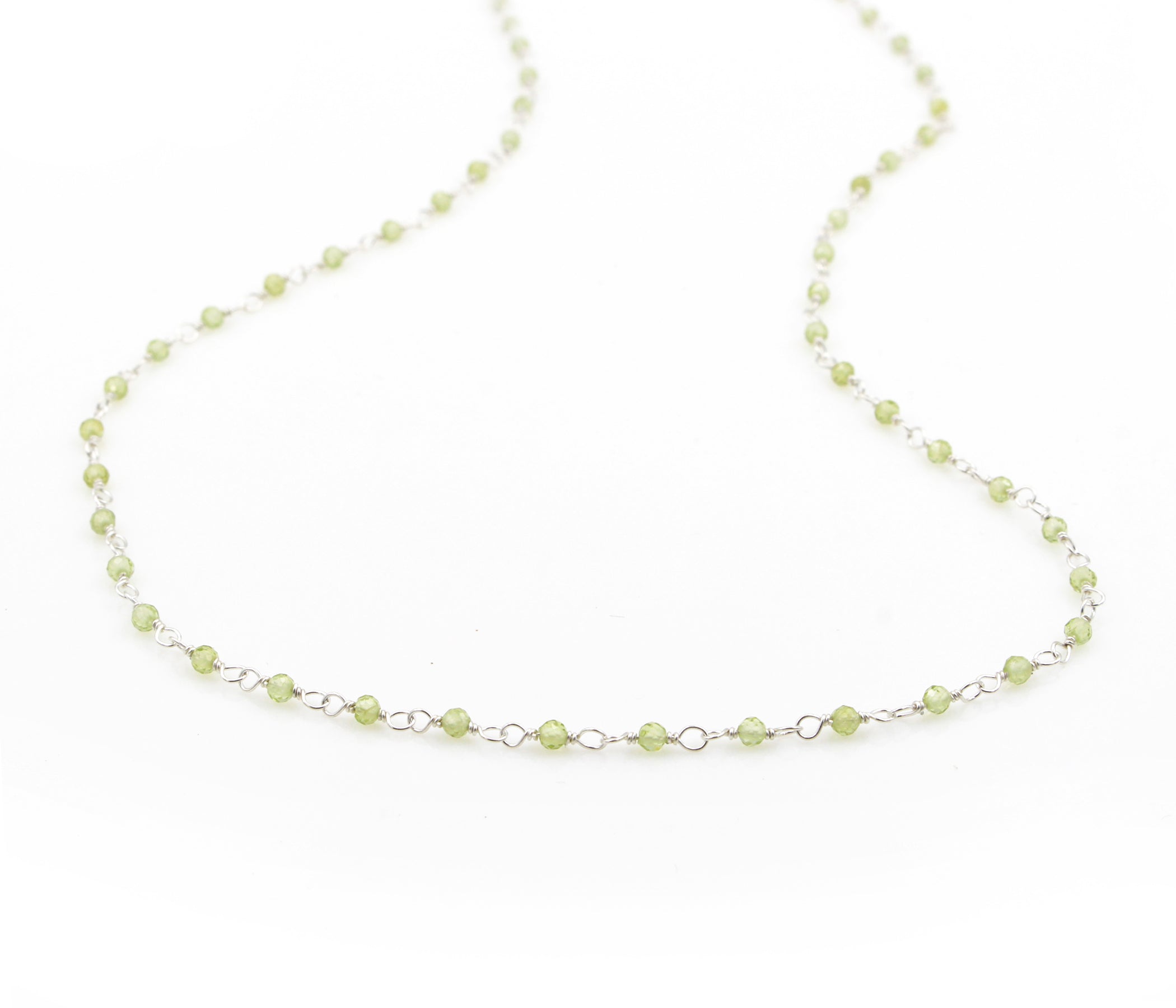 Birthstone Gemstone Beaded August Peridot Silver Chain