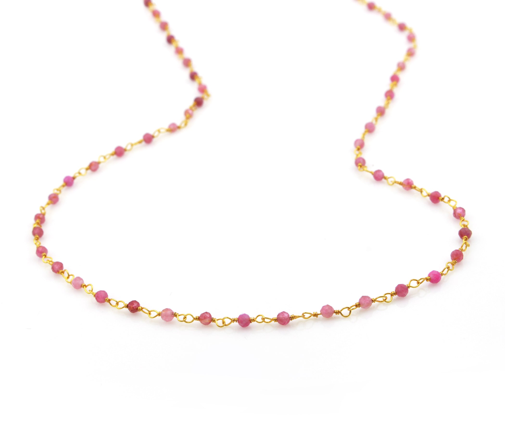 Birthstone Gemstone Beaded October Tourmaline Gold Chain