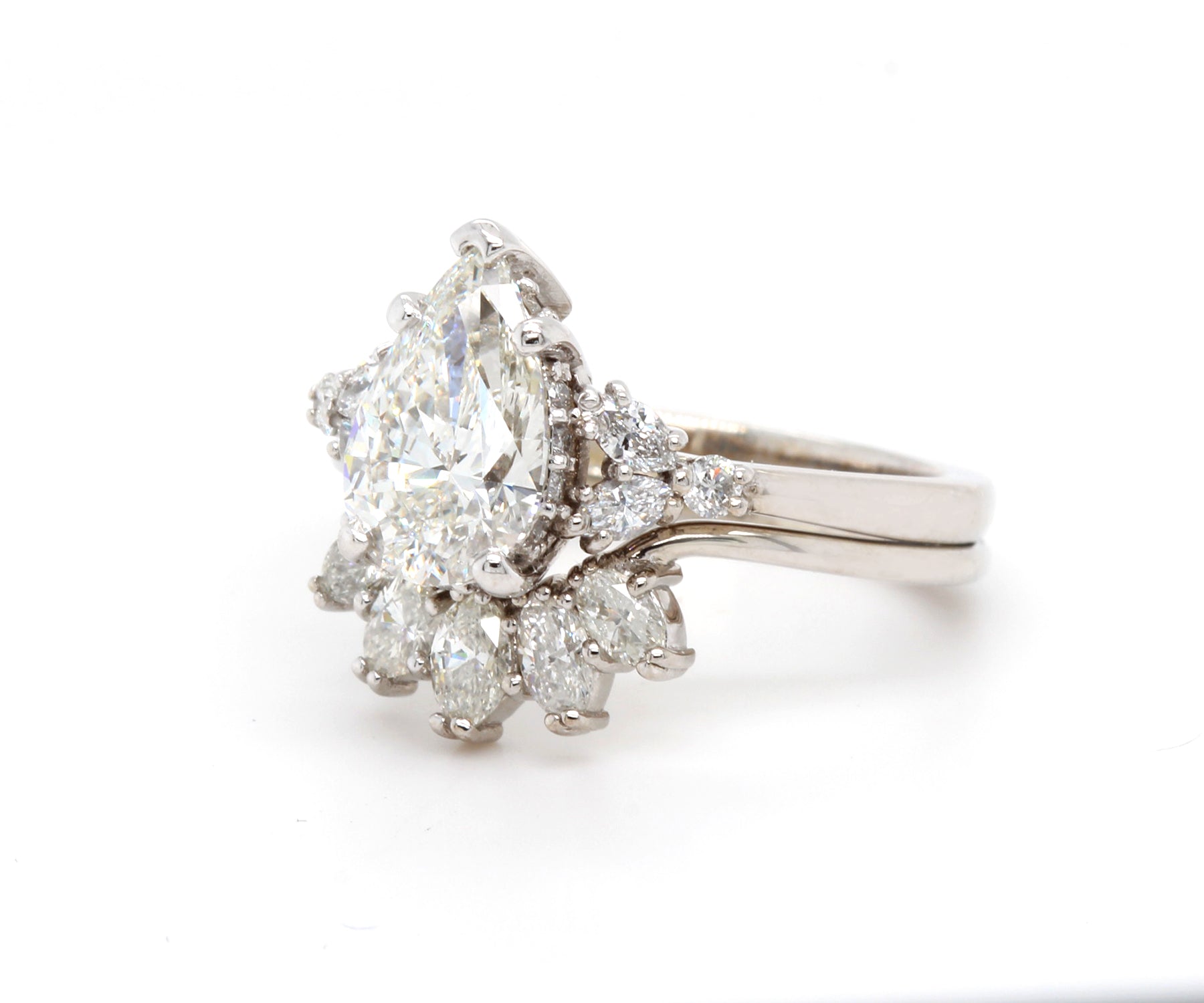 Pear Marquise Crown Diamond Wedding Ring