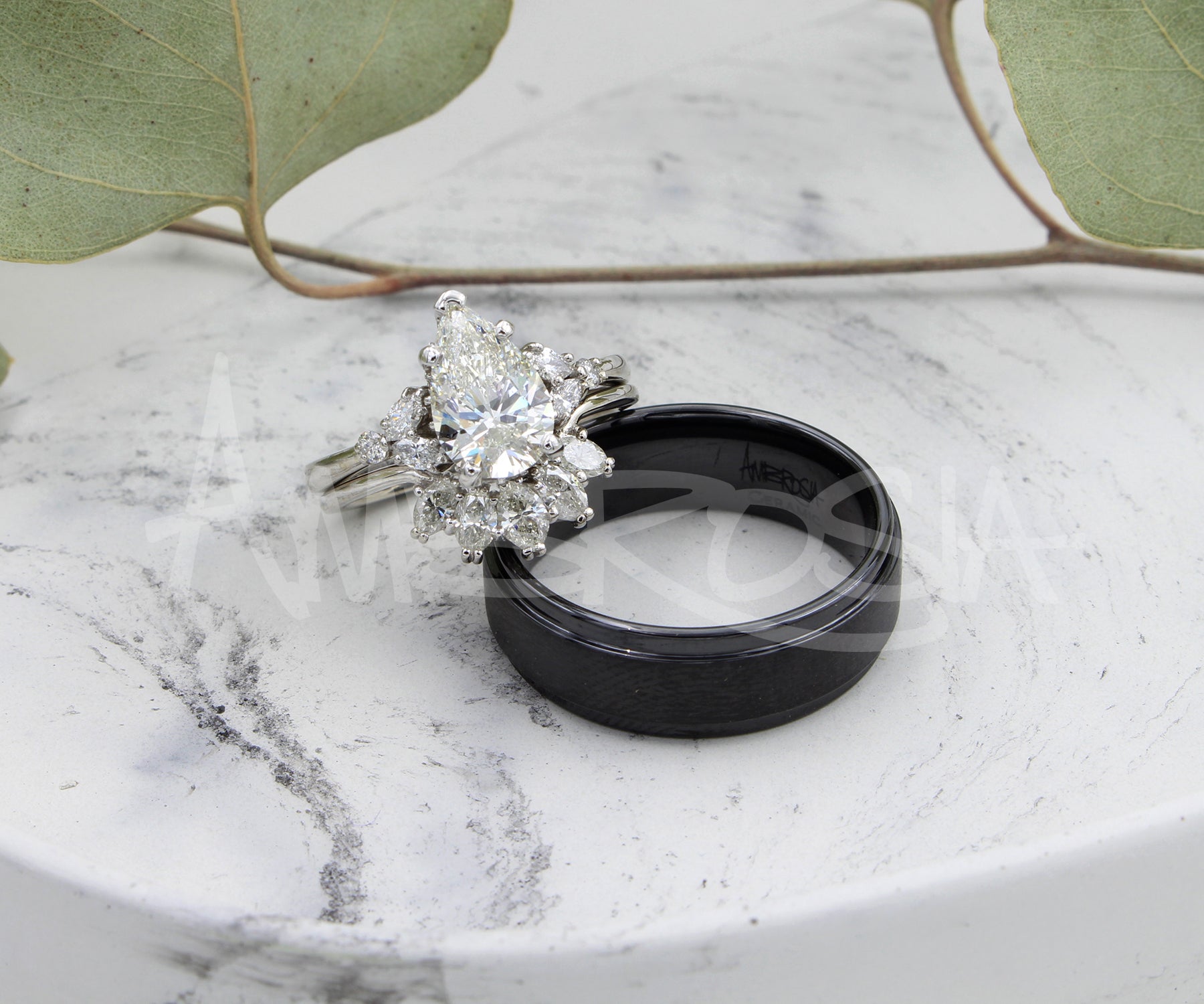 Pear Marquise Crown Diamond Wedding Ring