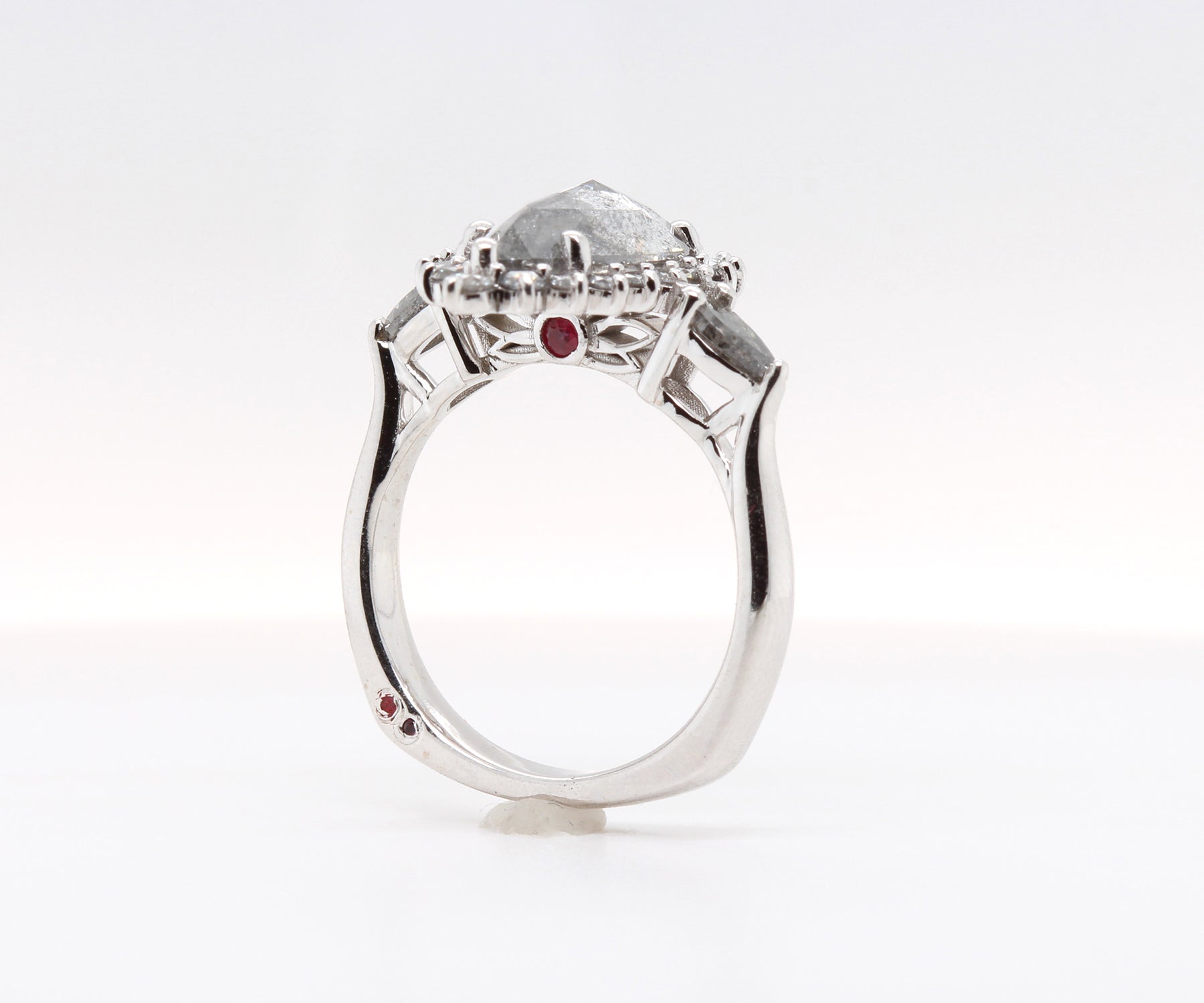 Stunning Pepper Pear Diamond Halo Engagement Ring