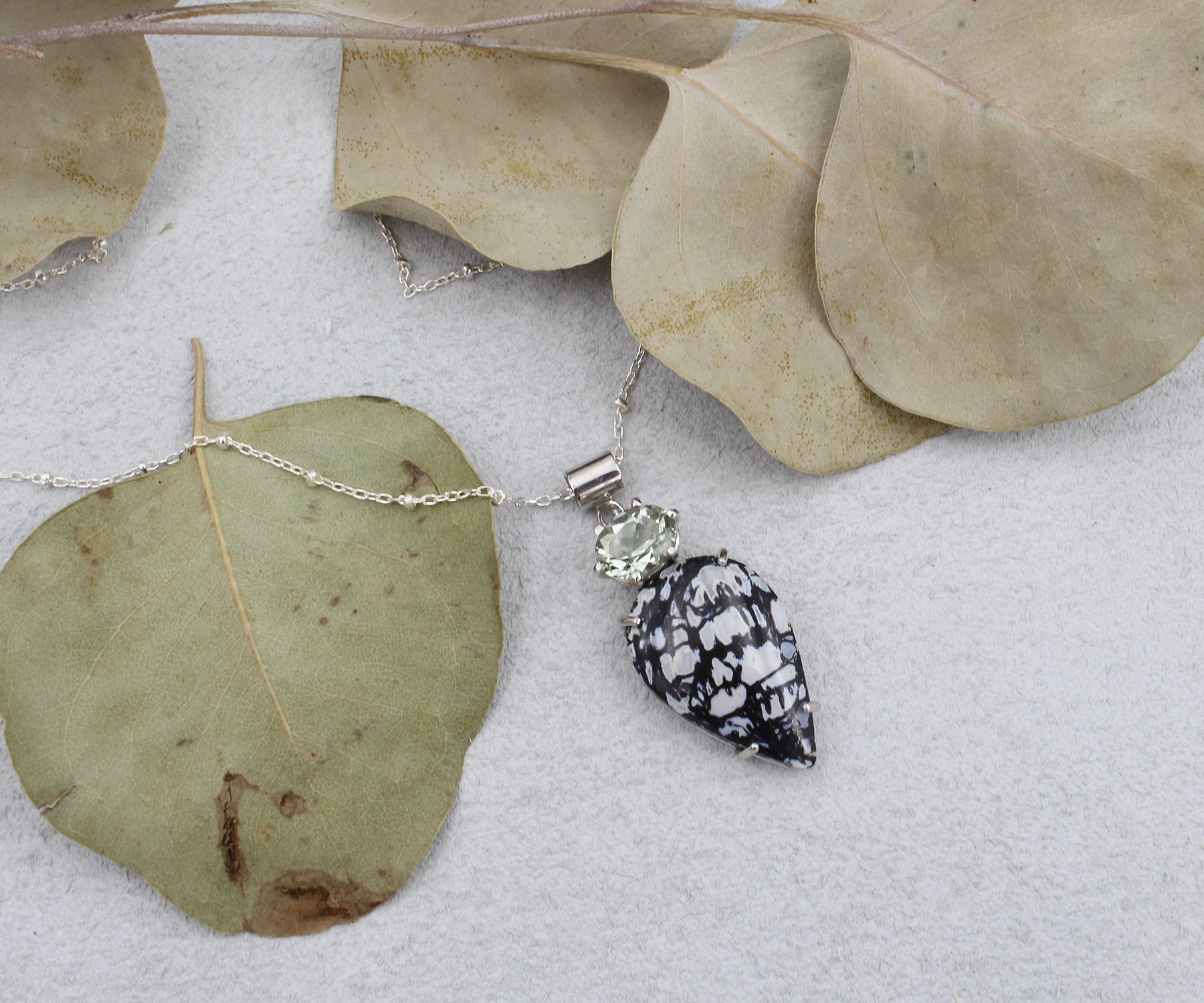 Petrified Spruce Wood Green Amethyst Necklace