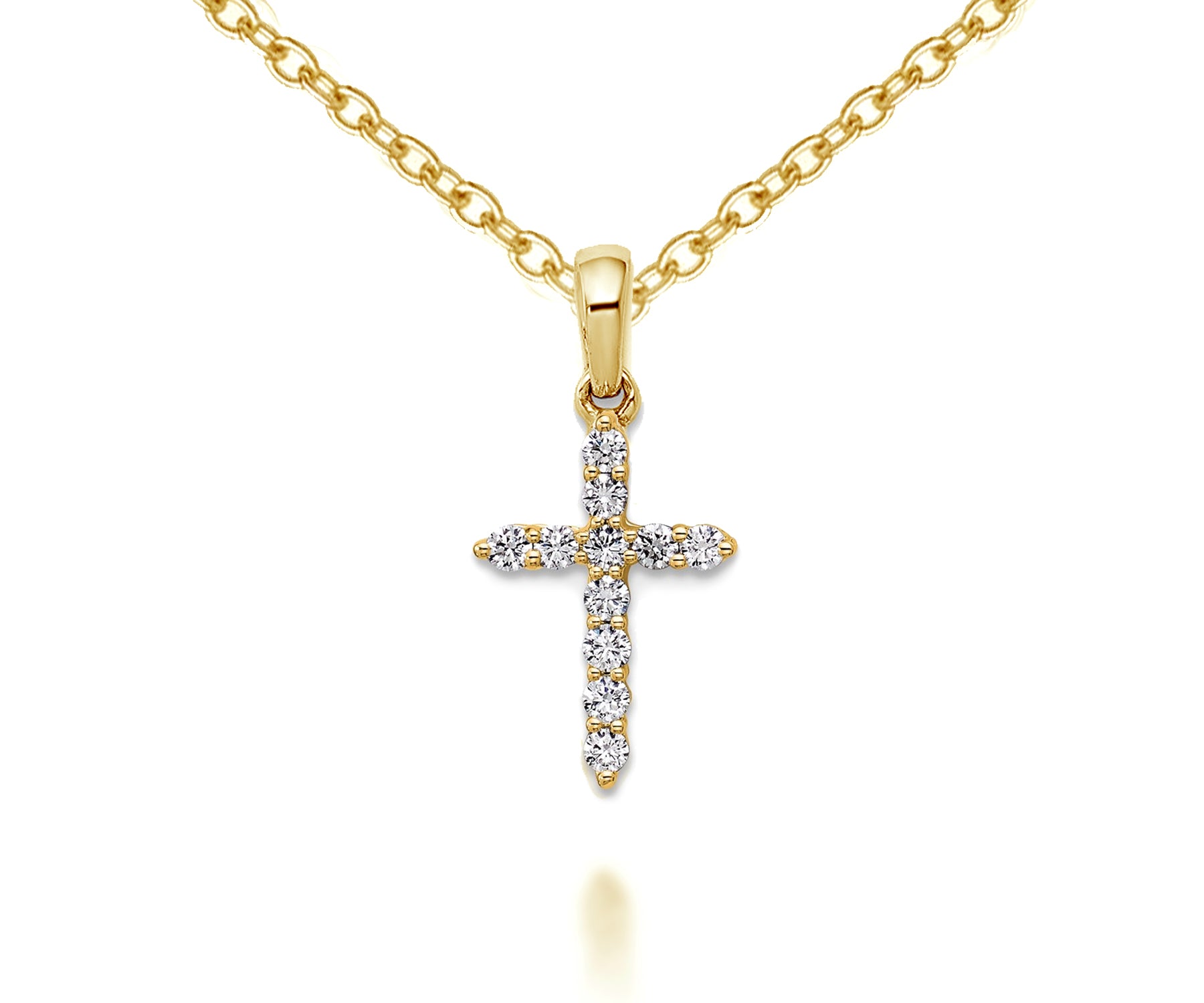 Fancy Mini Cross Diamond Gold Necklace
