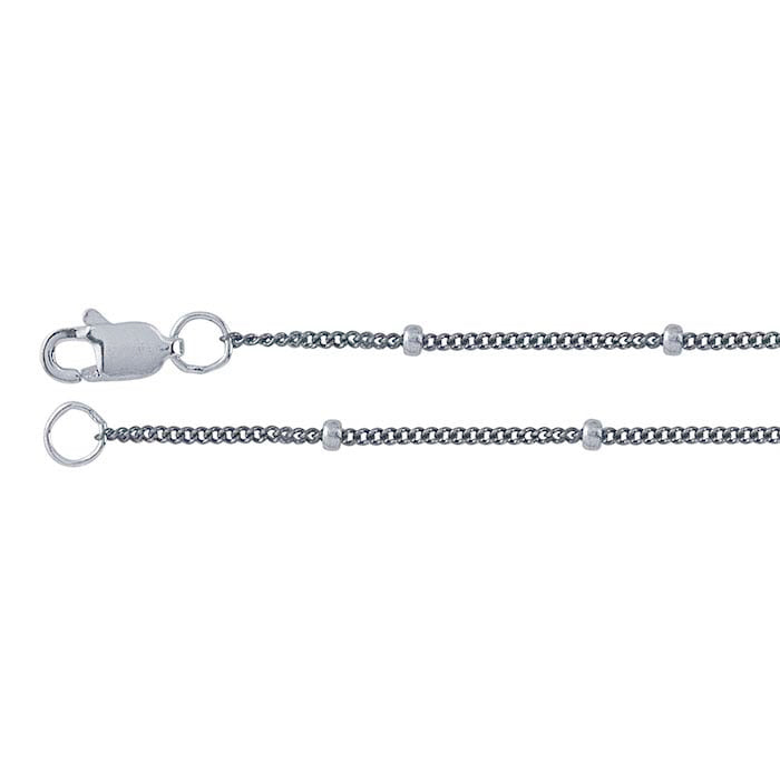 Beaded Cable Gunmetal Sterling Silver 1.2mm Chain