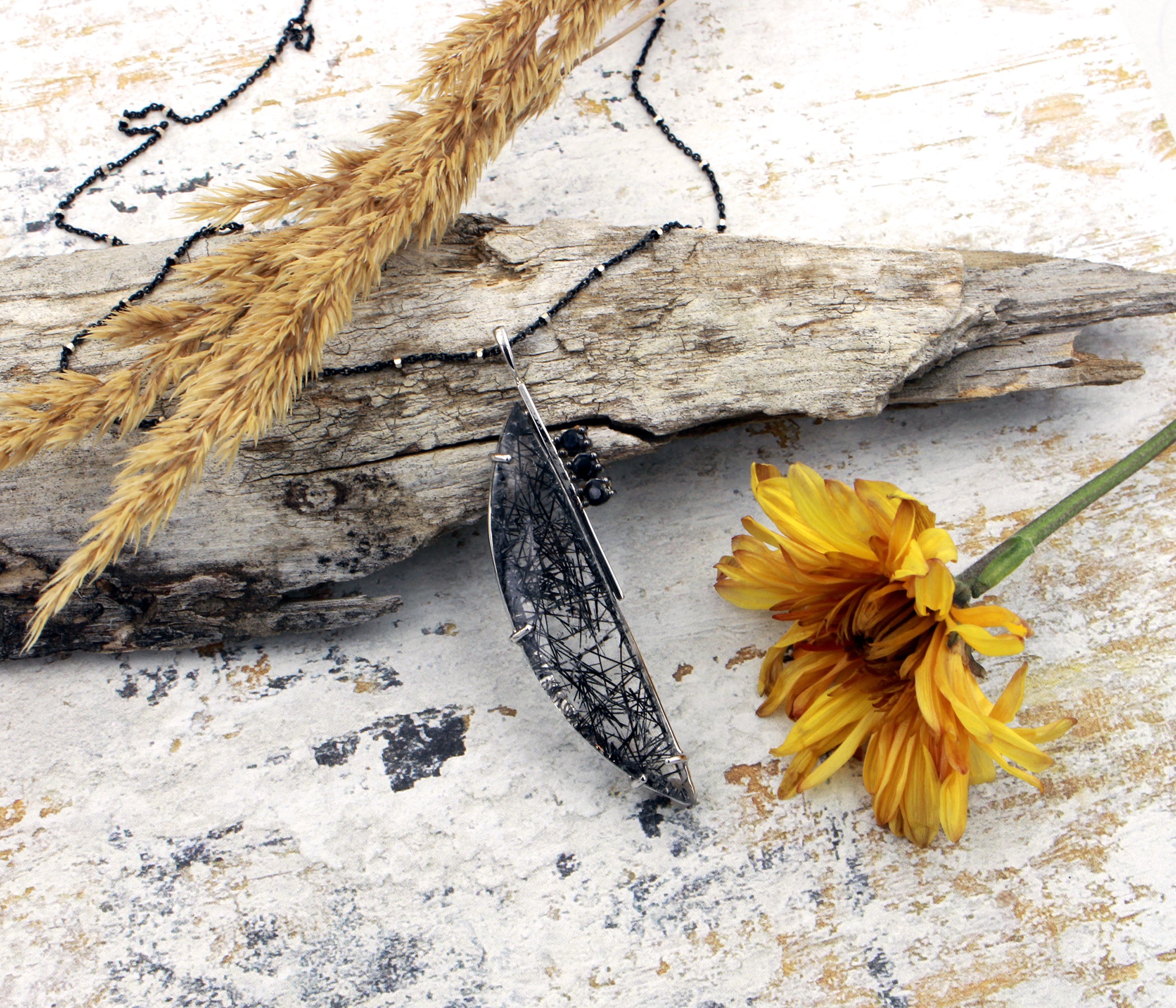 Beaded Diamond Cut Sparkle Black Silver Cable Chain