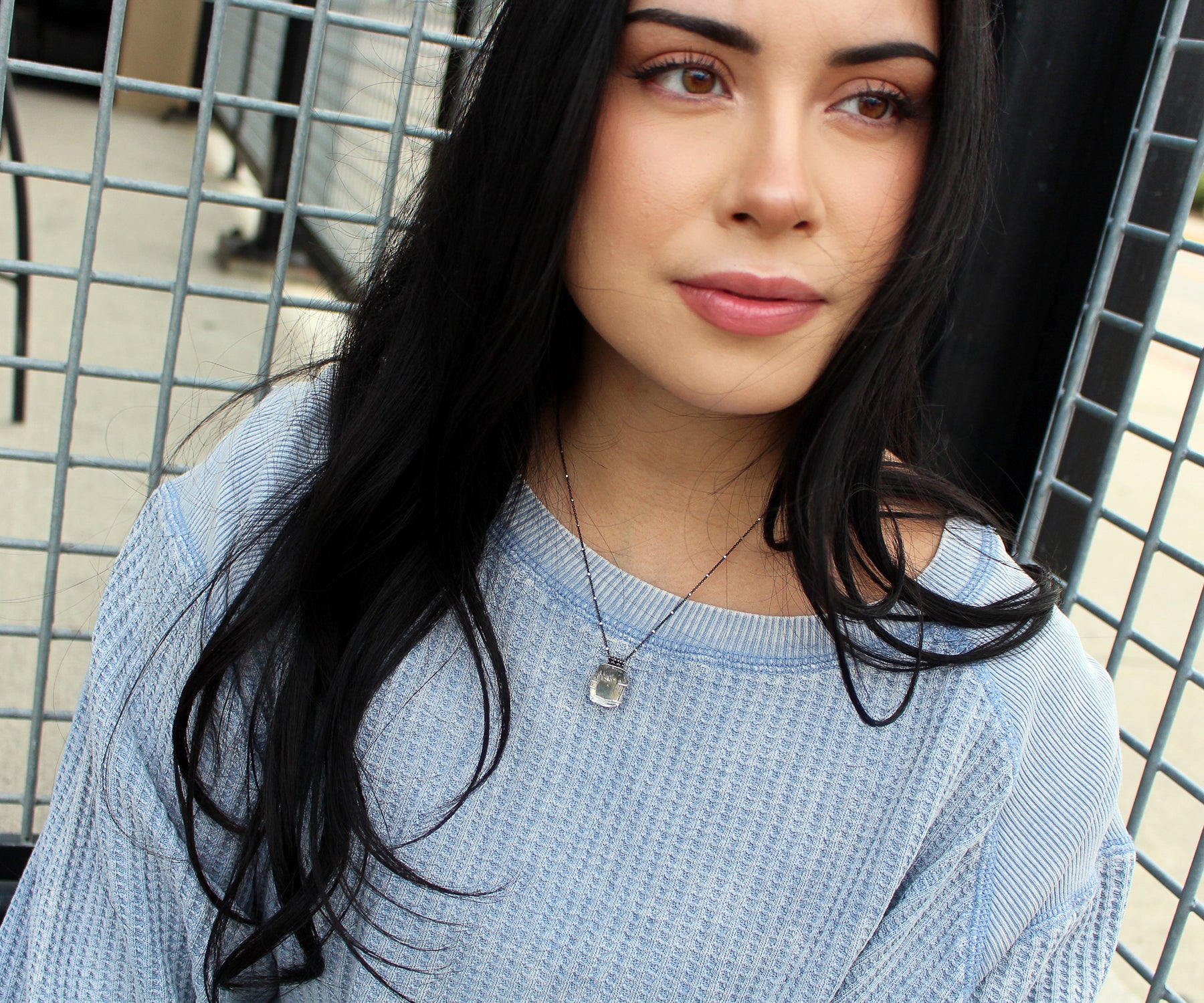 Rutilated Quartz Small Square Ombre Necklace