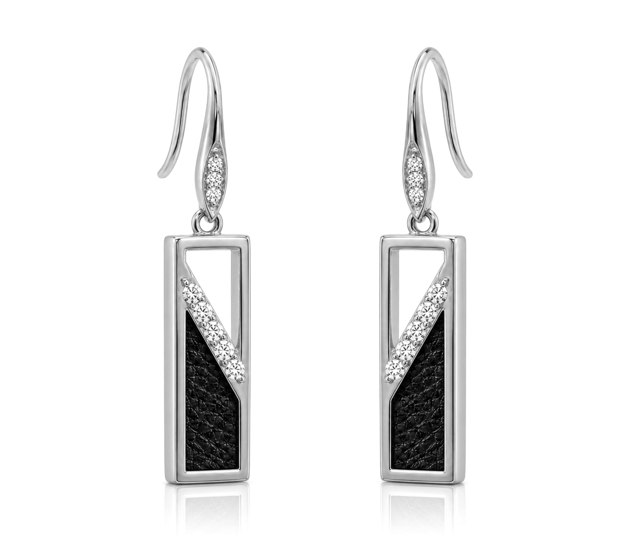 Pendientes rectangulares con incrustaciones de cuero