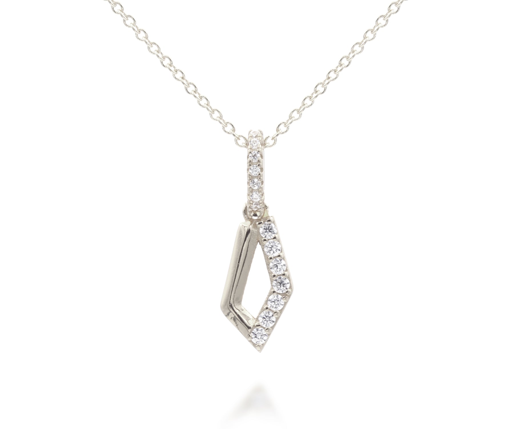 Mini Rhombus Pavé Crystal Silver Necklace