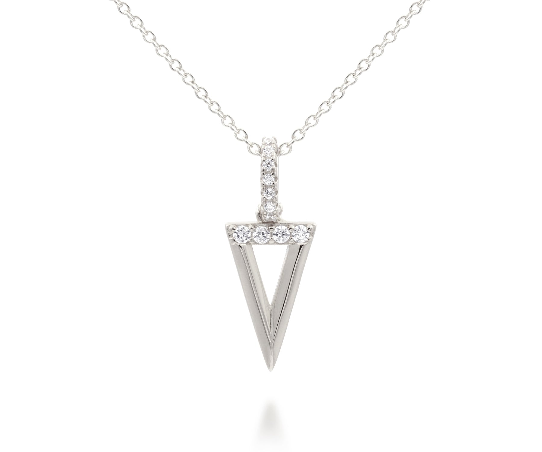 Mini Triangle Pavé Crystal Silver Necklace