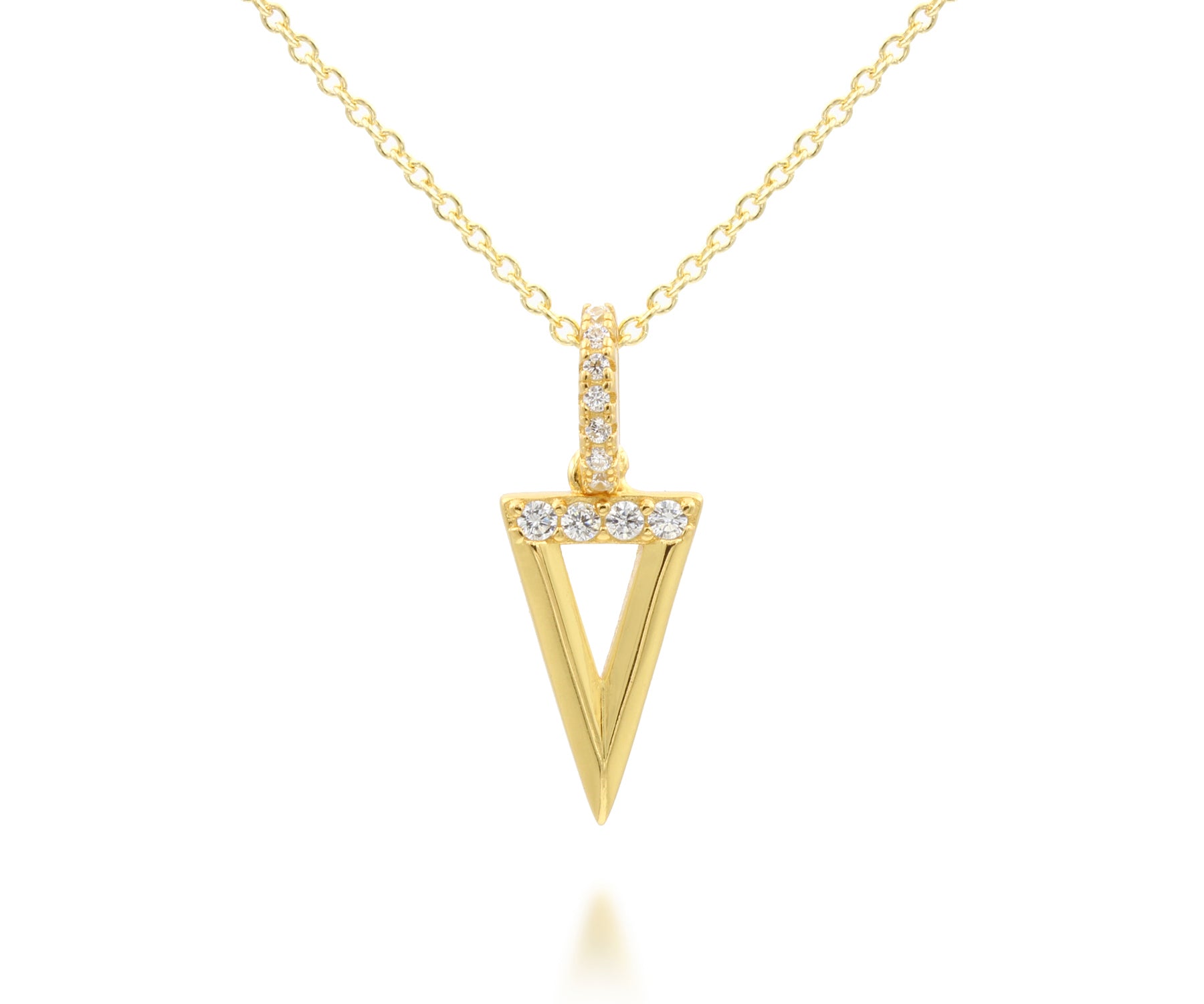Mini Triangle Pavé Crystal Gold Necklace