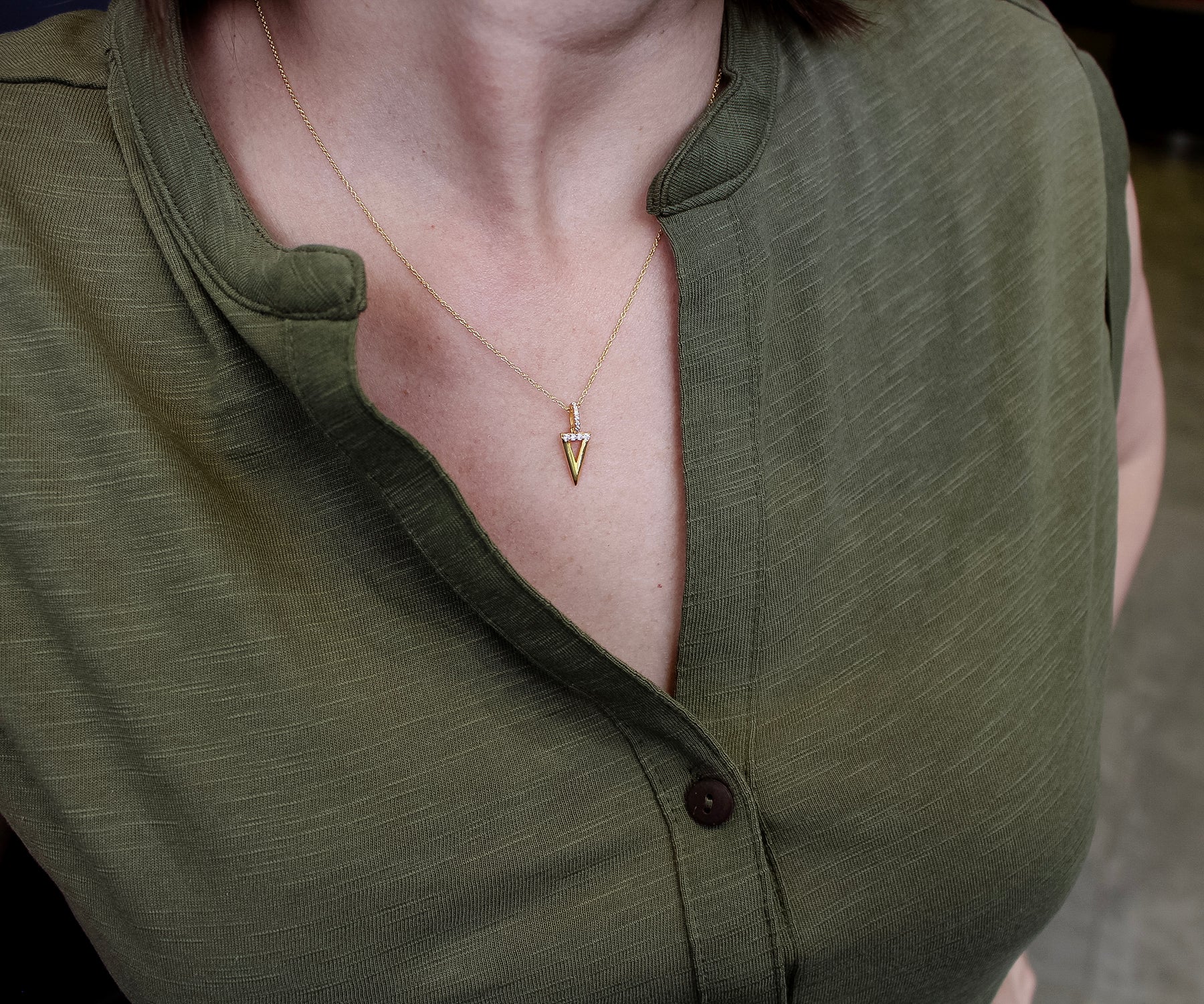 Mini Triangle Pavé Crystal Silver Necklace