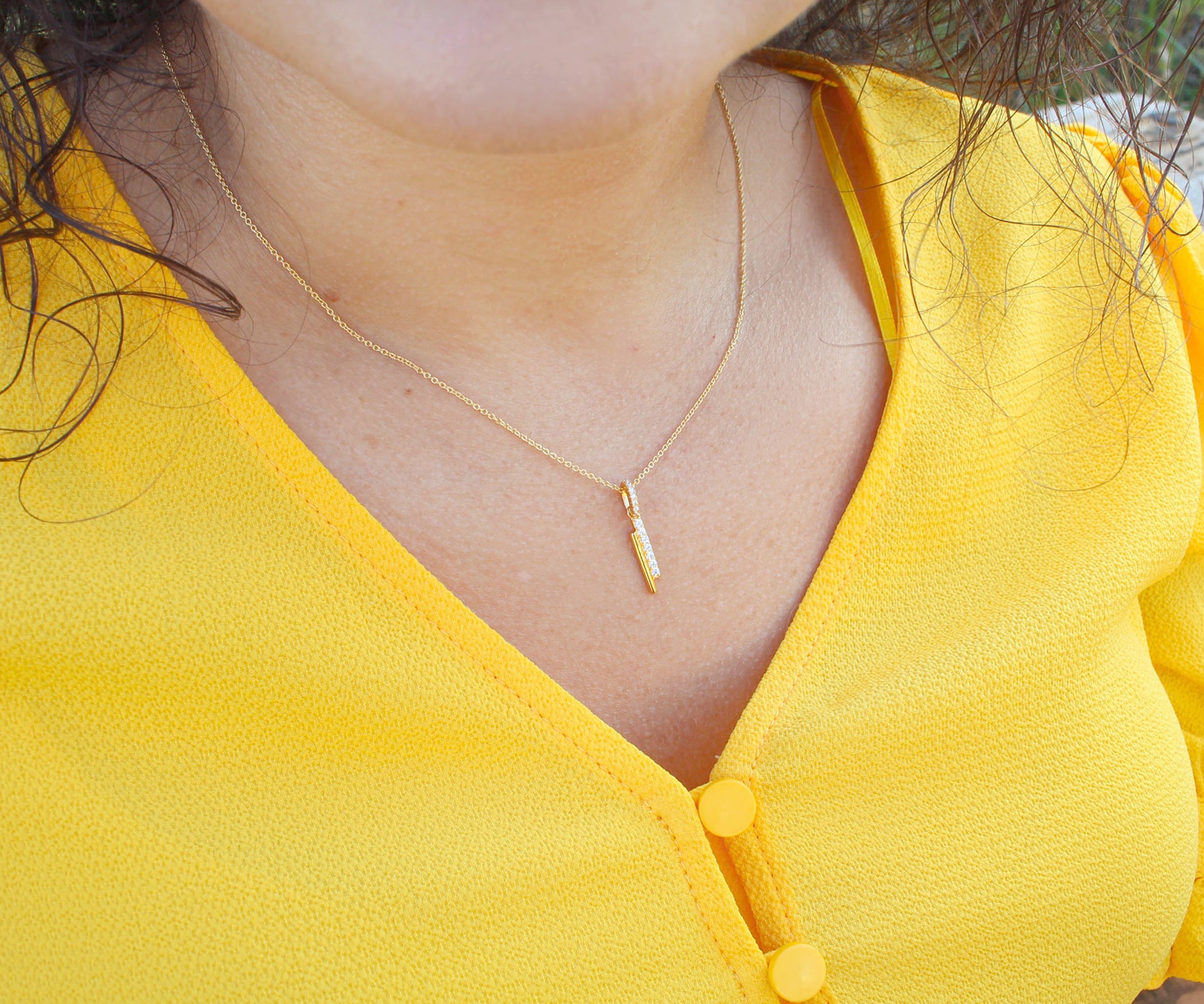 Collar de oro con cristales pavé Mini Bar