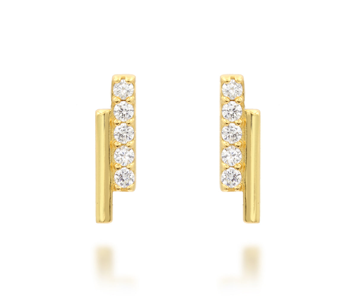 Mini Bar Pavé Crystal Gold Earrings