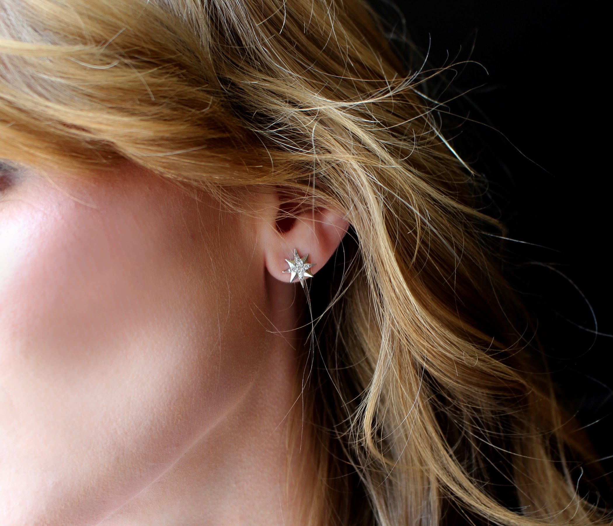 Mini Starburst Pavé Crystal Gold Earrings