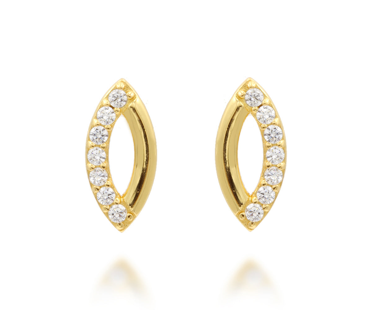 Mini Marquise Pavé Crystal Gold Earrings