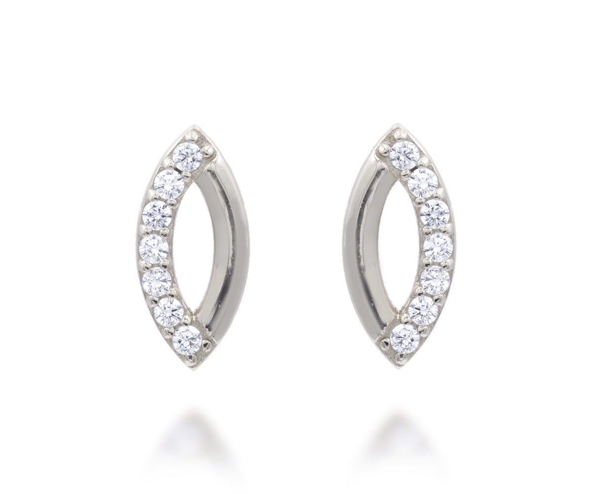Mini Marquise Pavé Crystal Silver Earrings