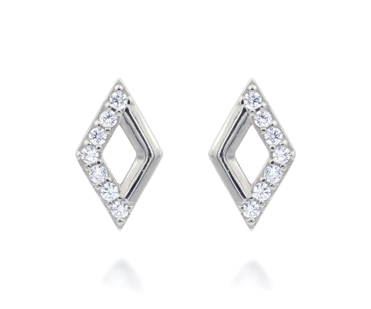 Mini Diamond Pavé Crystal Silver Earrings